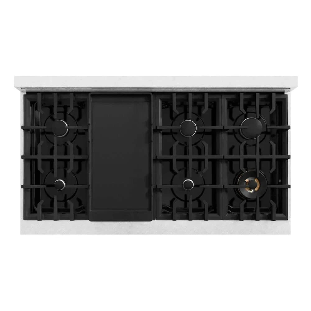 ZLINE 48" Select Gas Range Convection Gas Oven DuraSnow® Stainless Steel Black Matte Door HGRS-BLM-48