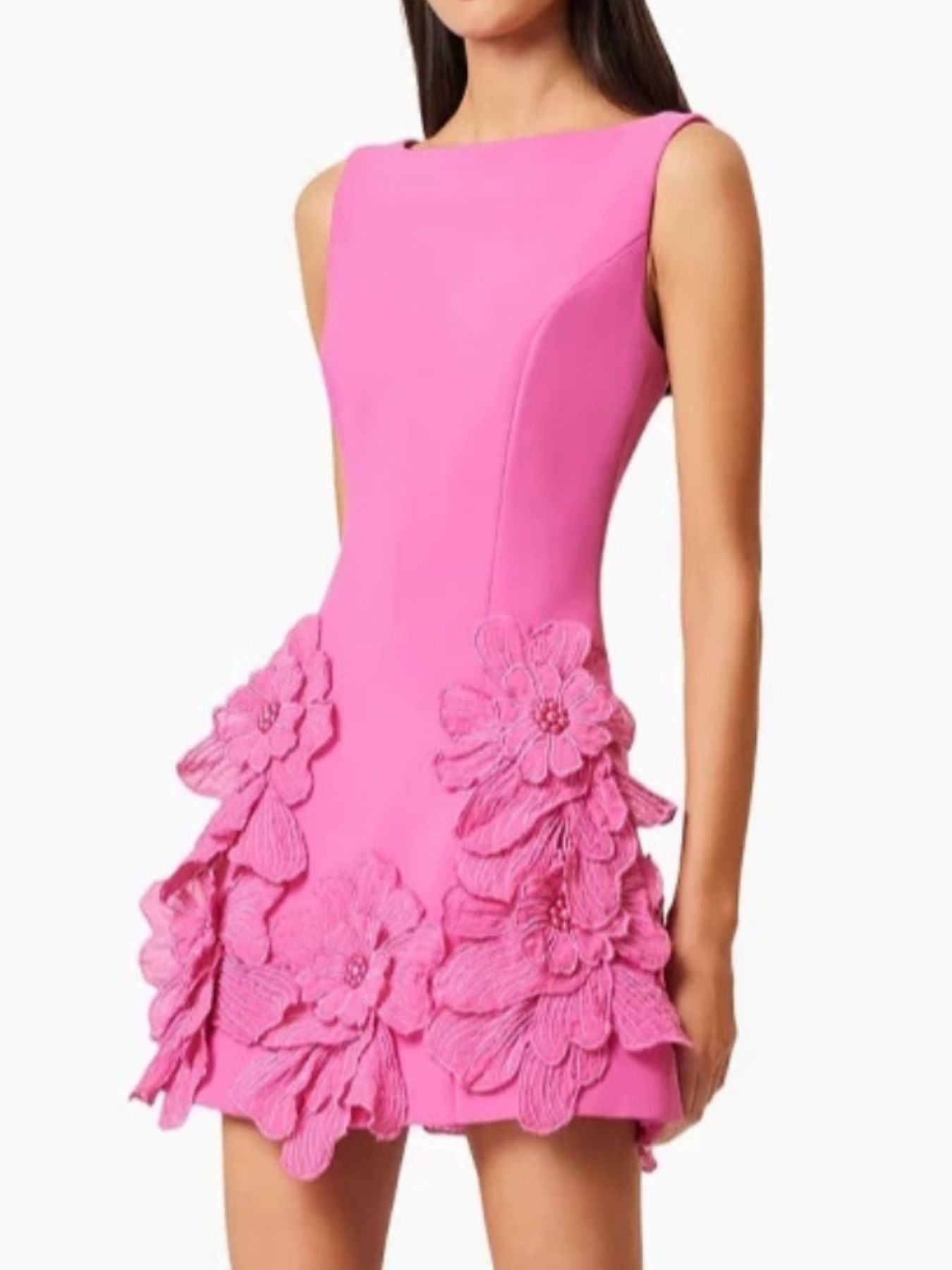 Flower Round Neck Sleeveless Dress