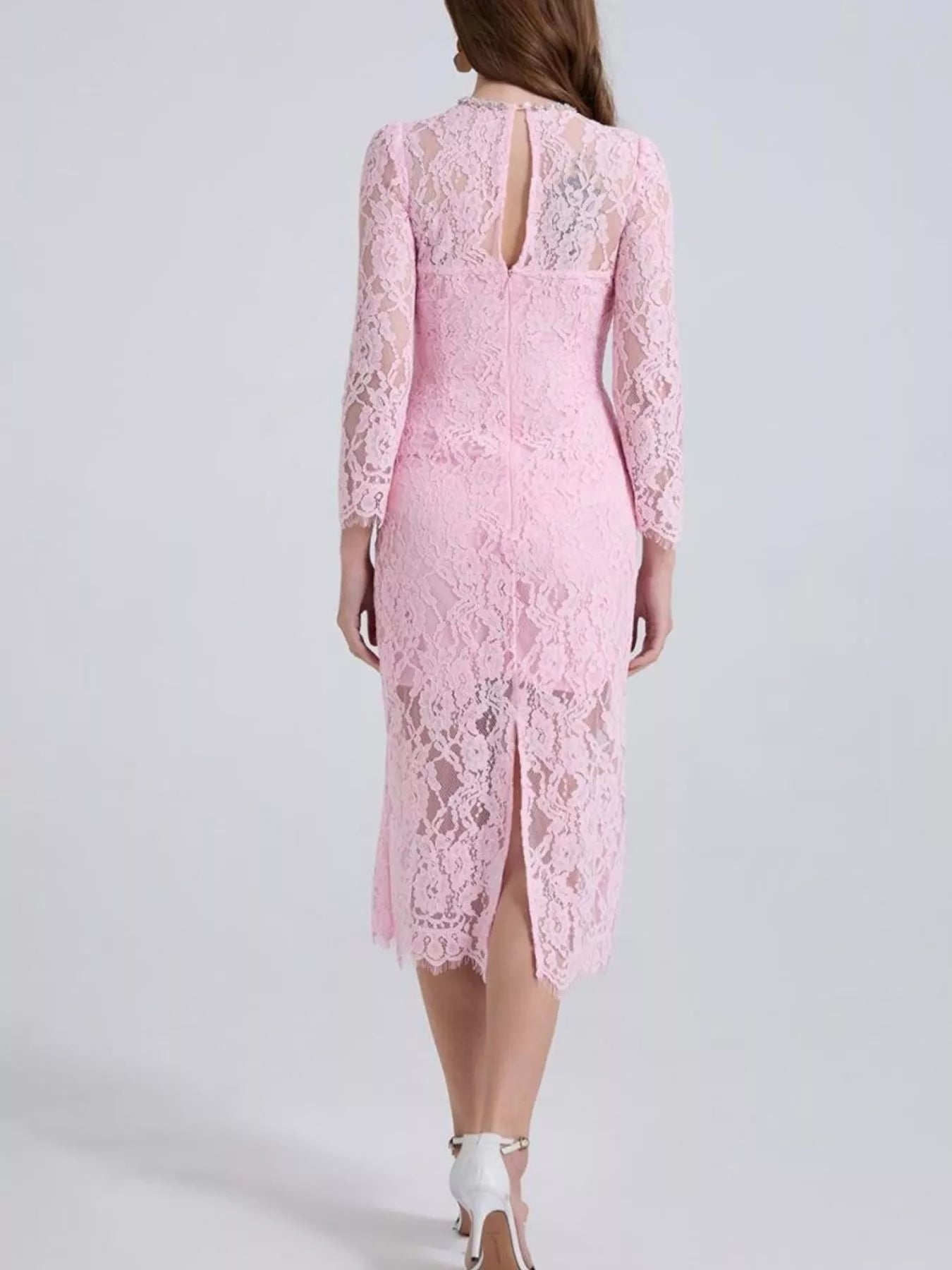 Lace Long Sleeve Midi Dress