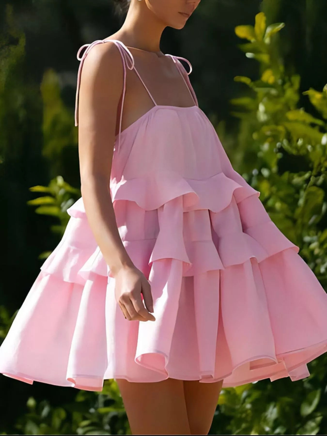Ruffled Tie Shoulder Mini Dress