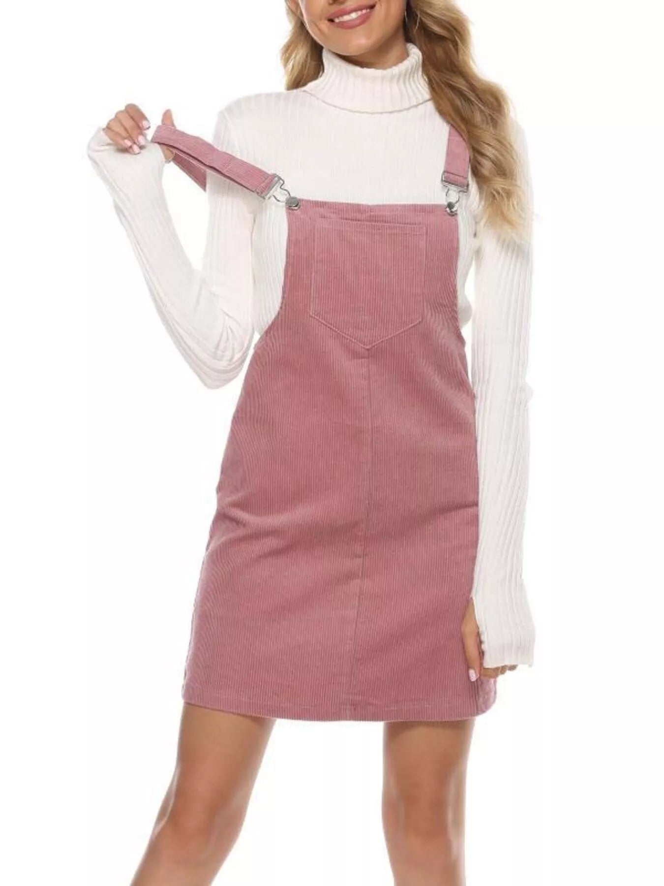 Corduroy Wide Strap Overall Dress
