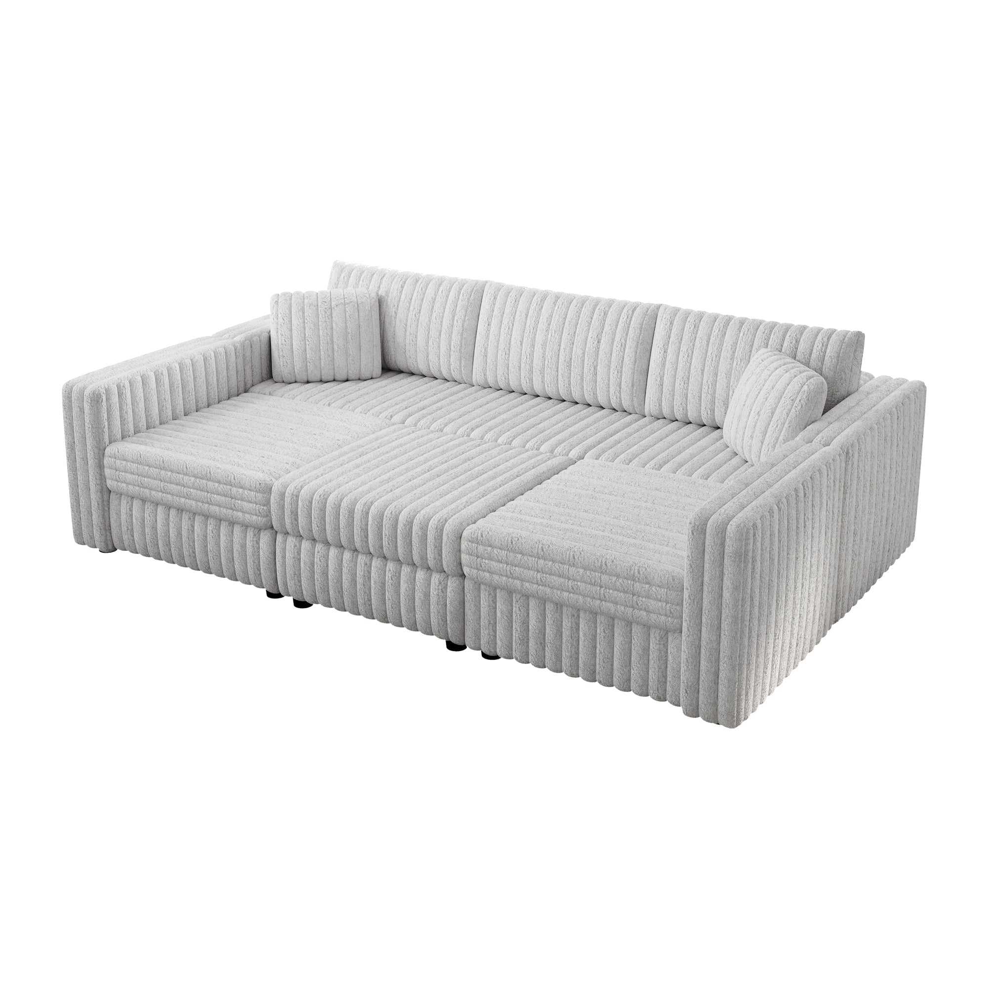 106.3" Soft U-Shaped 6-Person Sofa with Ottoman - Light Gray