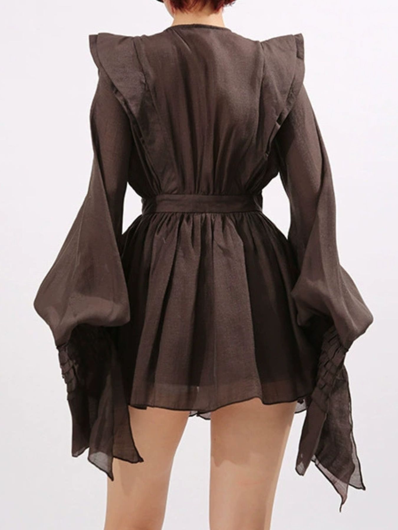 Ruffled Long Sleeve Mini Dress