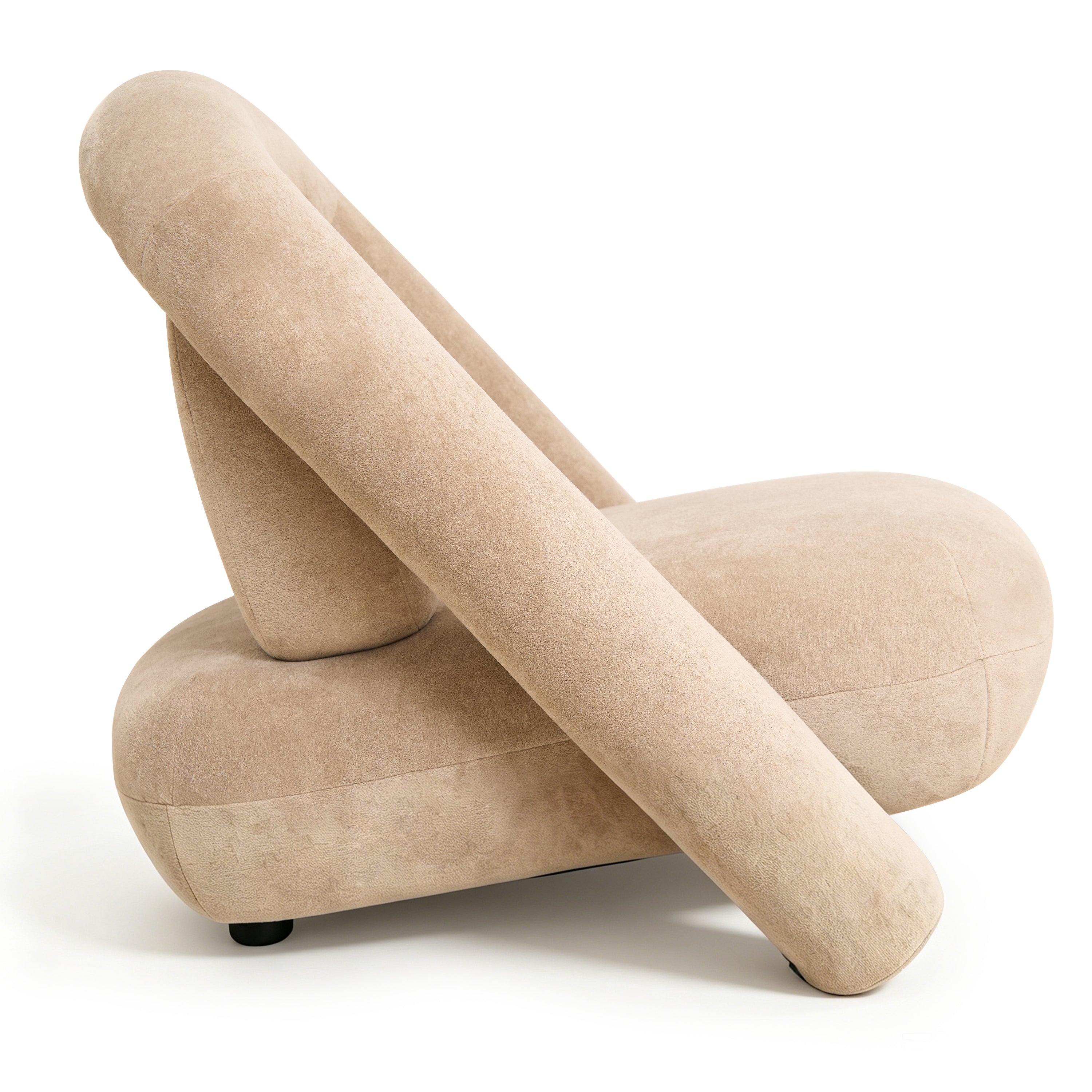 Lounge Chair in Dark Beige Velvet
