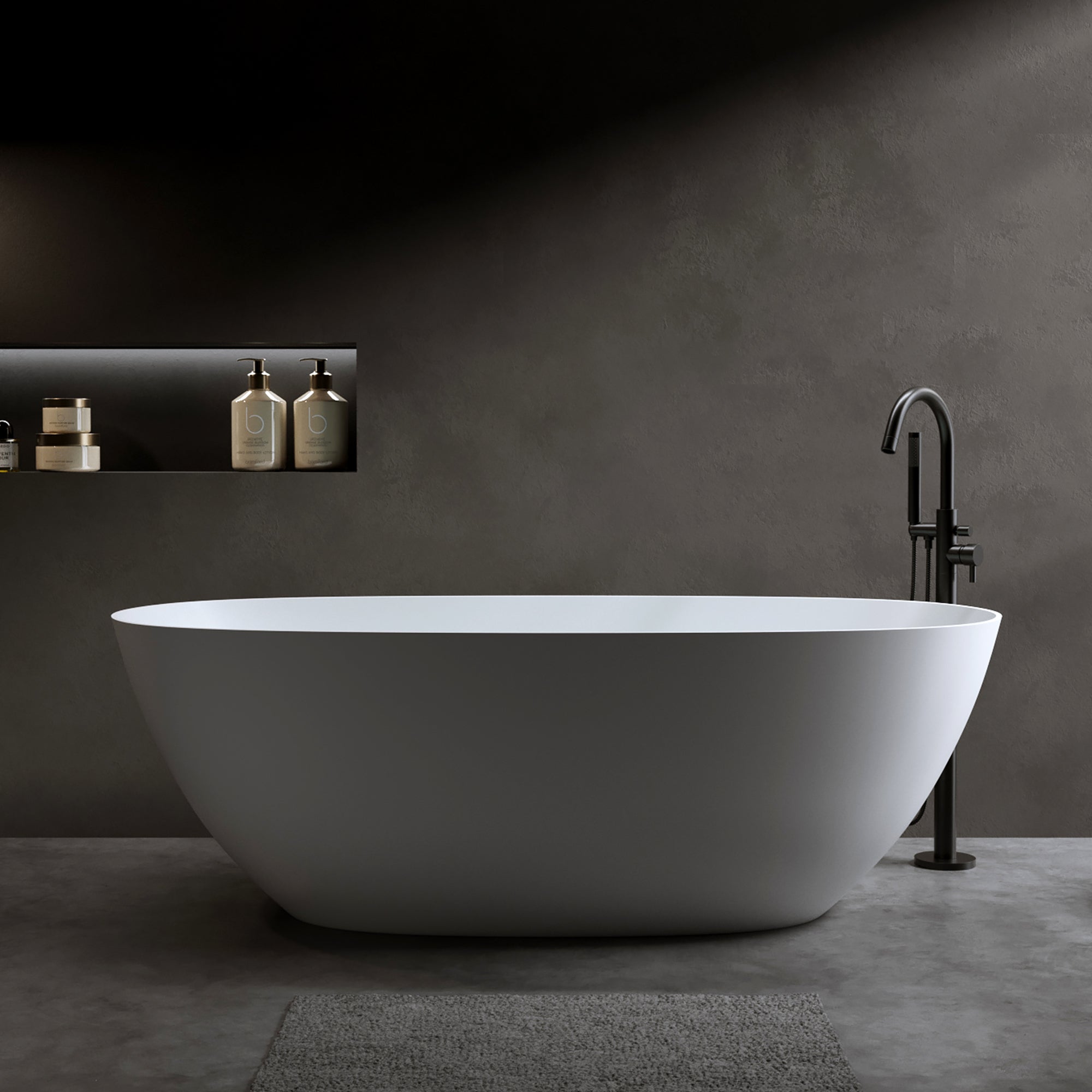 57" Solid Surface Matte Tub - Freestanding Soaking Bathtub
