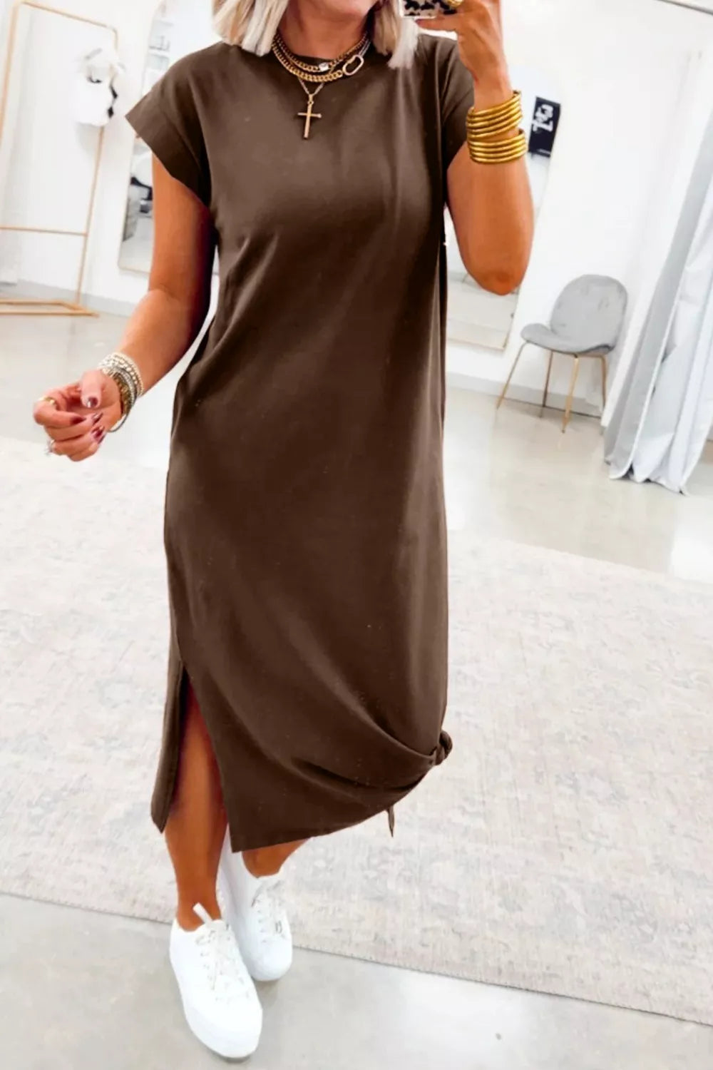 Casual Slit T-Shirt Dress