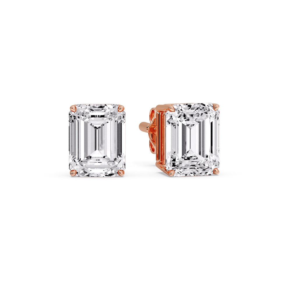 IGI Certified Emerald Cut Diamond Solitaire Stud Earrings