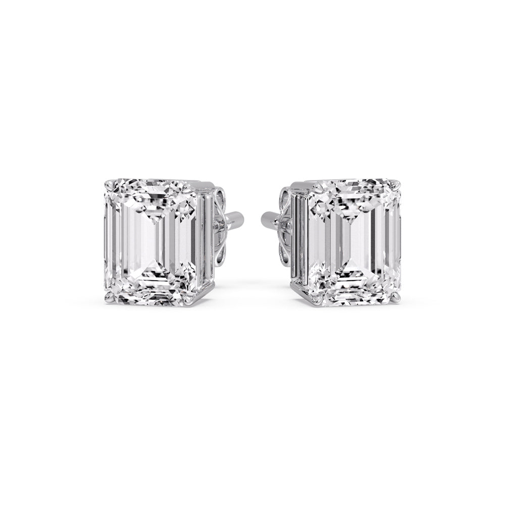 IGI Certified Emerald Cut Diamond Solitaire Stud Earrings