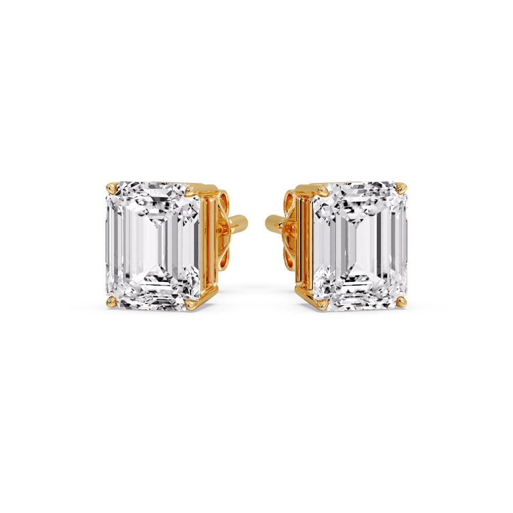 IGI Certified Emerald Cut Diamond Solitaire Stud Earrings