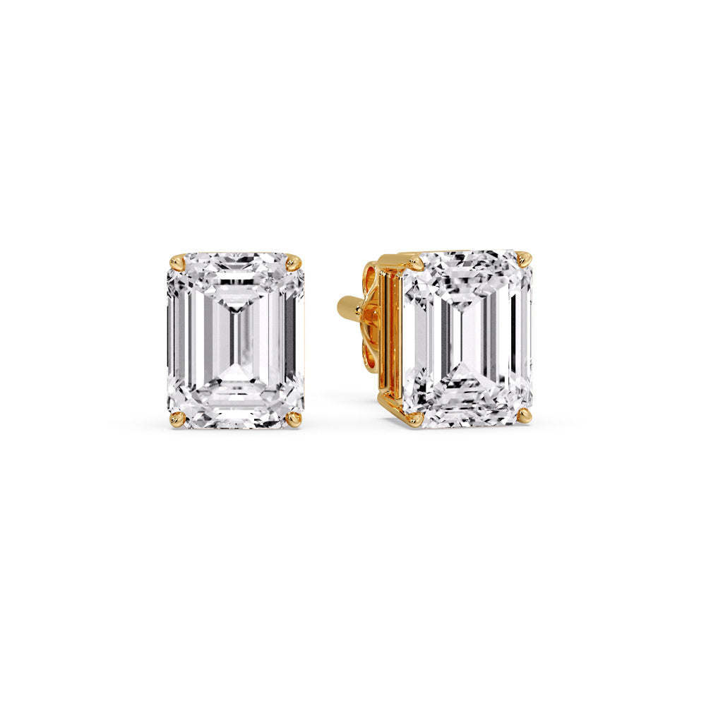 IGI Certified Emerald Cut Diamond Solitaire Stud Earrings