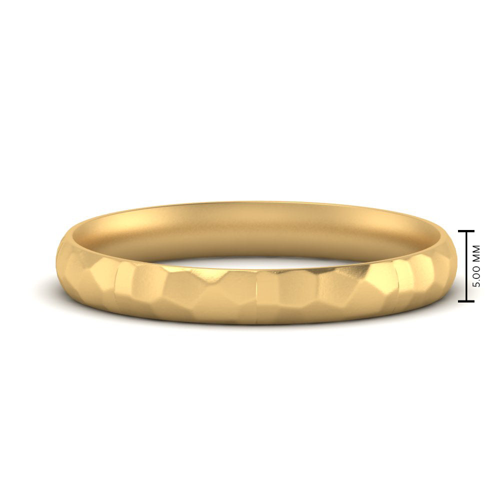 Mens Hammered Comfort Fit Wedding Band