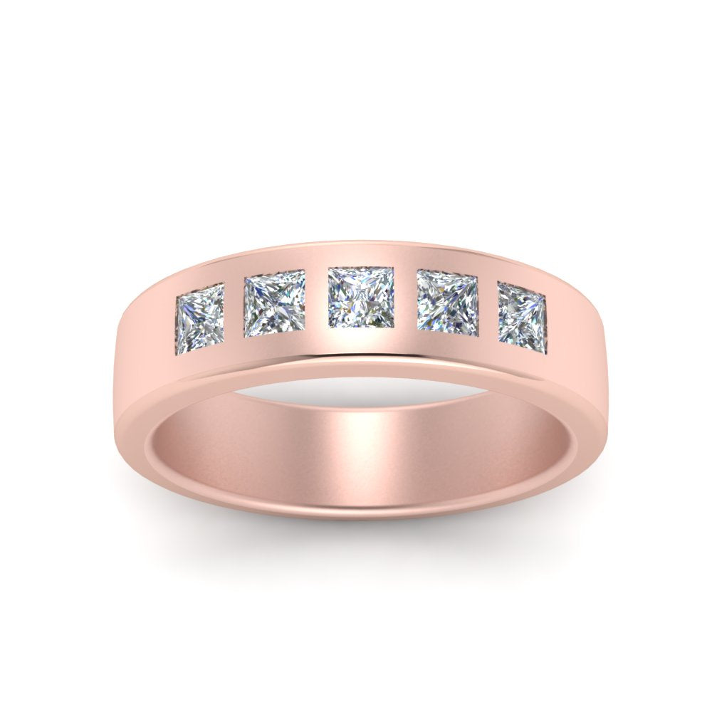 Flat Flush Set Mens Wedding Band