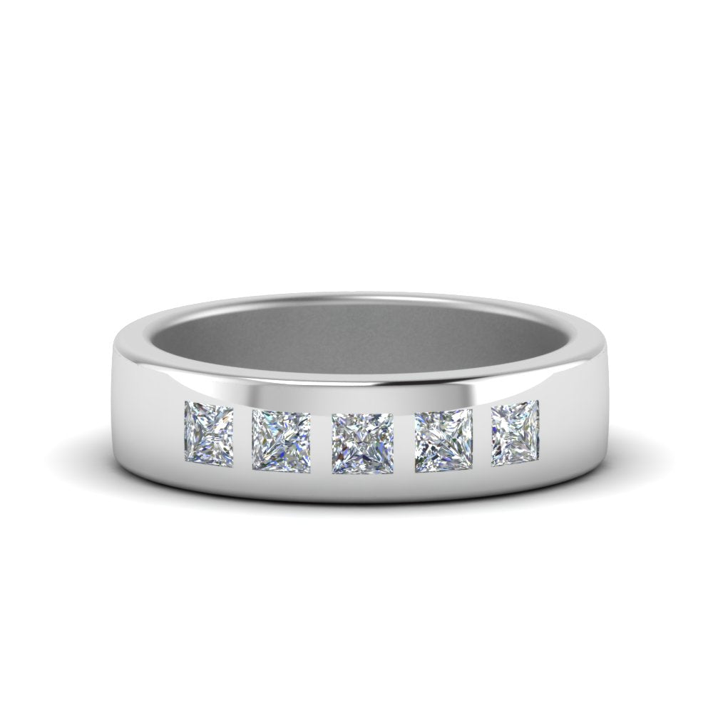 Flat Flush Set Mens Wedding Band