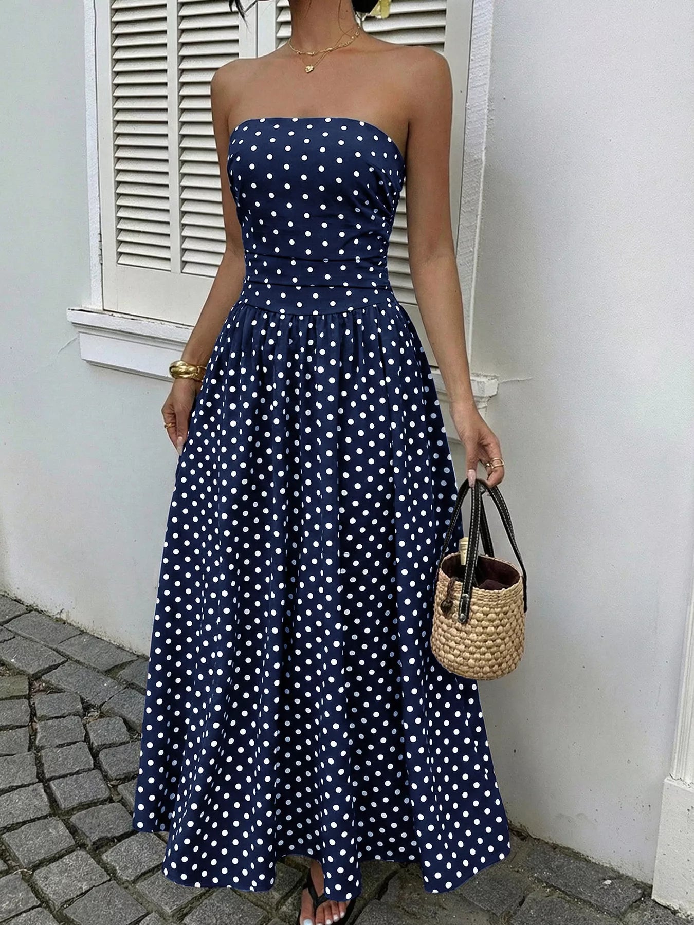 Polka Dot Tube A-Line Dress