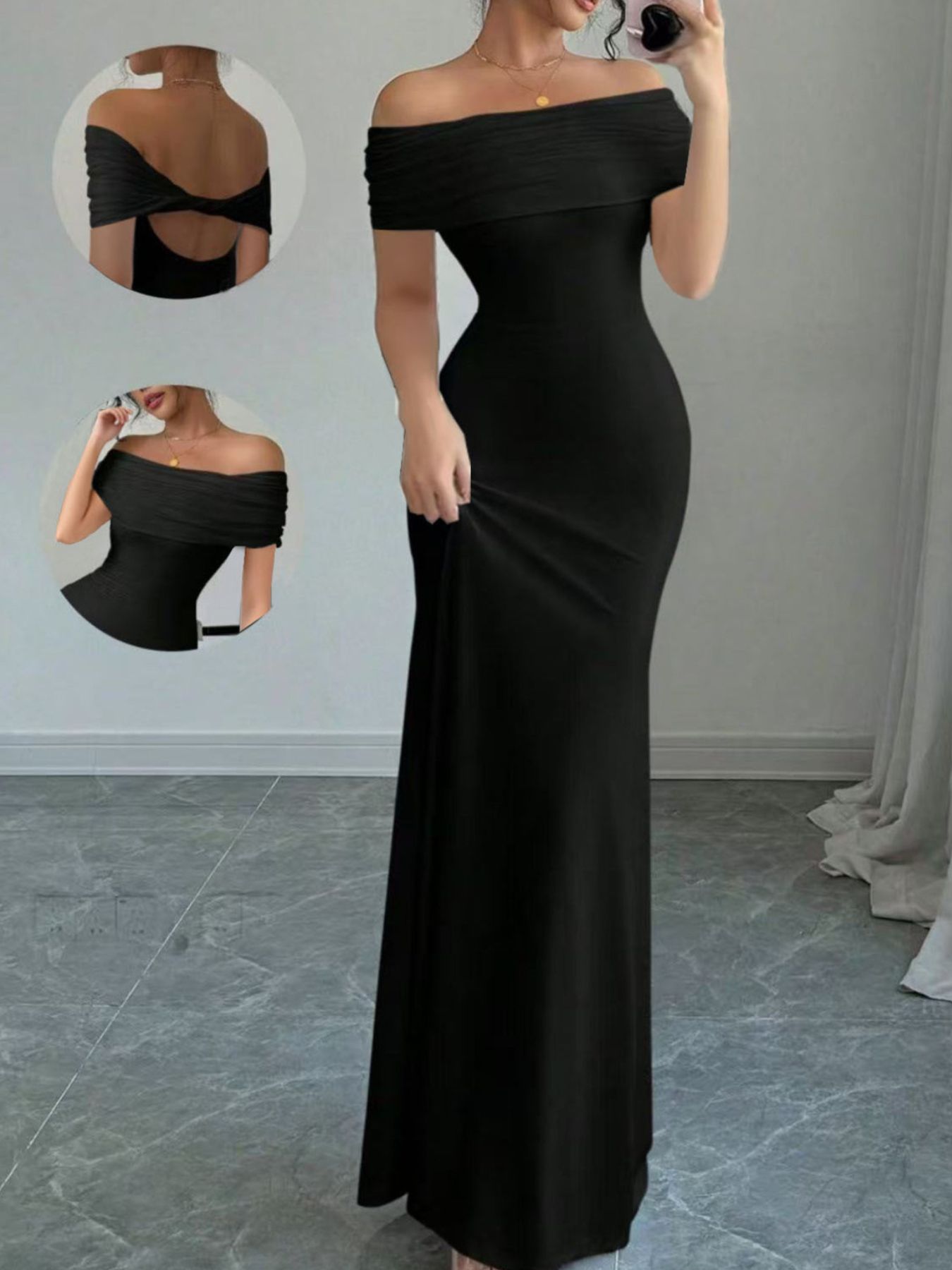 Off-Shoulder Bodycon Maxi Dress