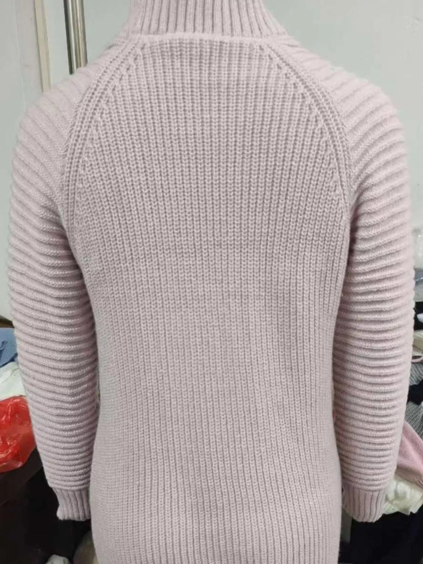 Full Size Turtleneck Raglan Sleeve Sweater Dress Plus Size