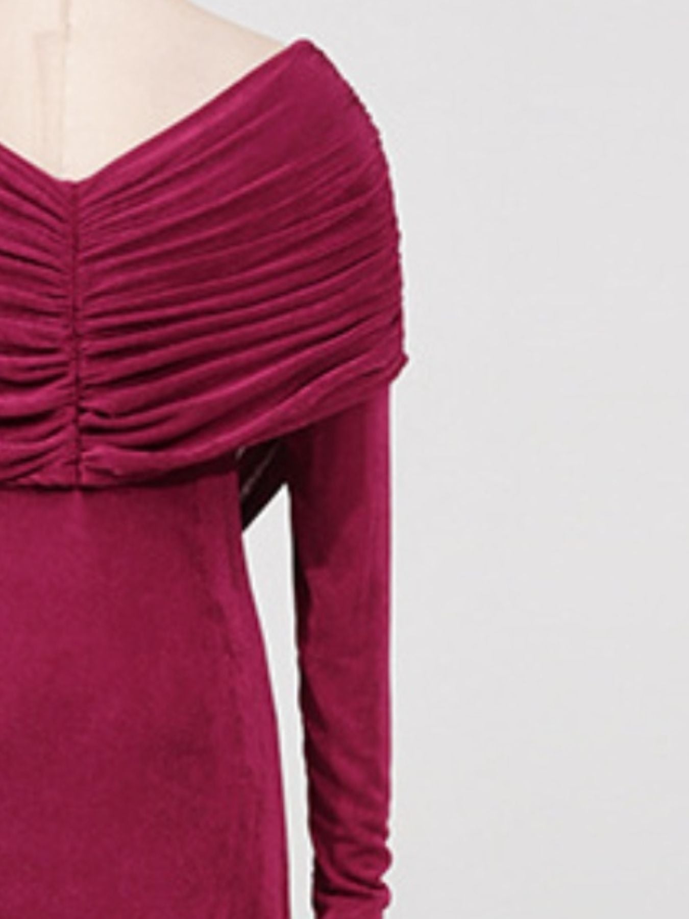 Ruched Draped Long Sleeve Maxi Dress