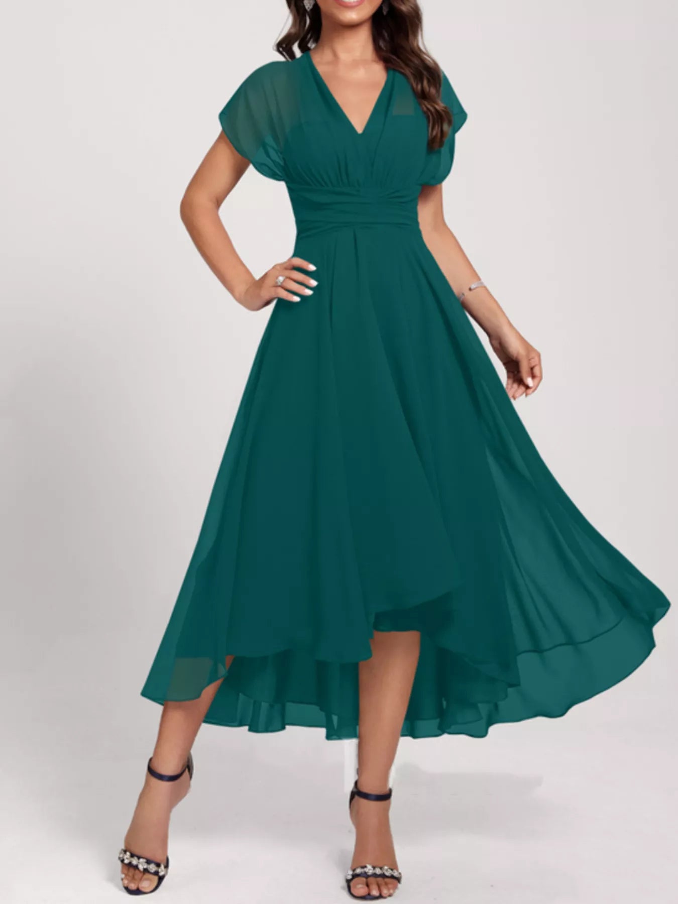 Ruched A-Line Midi Dress