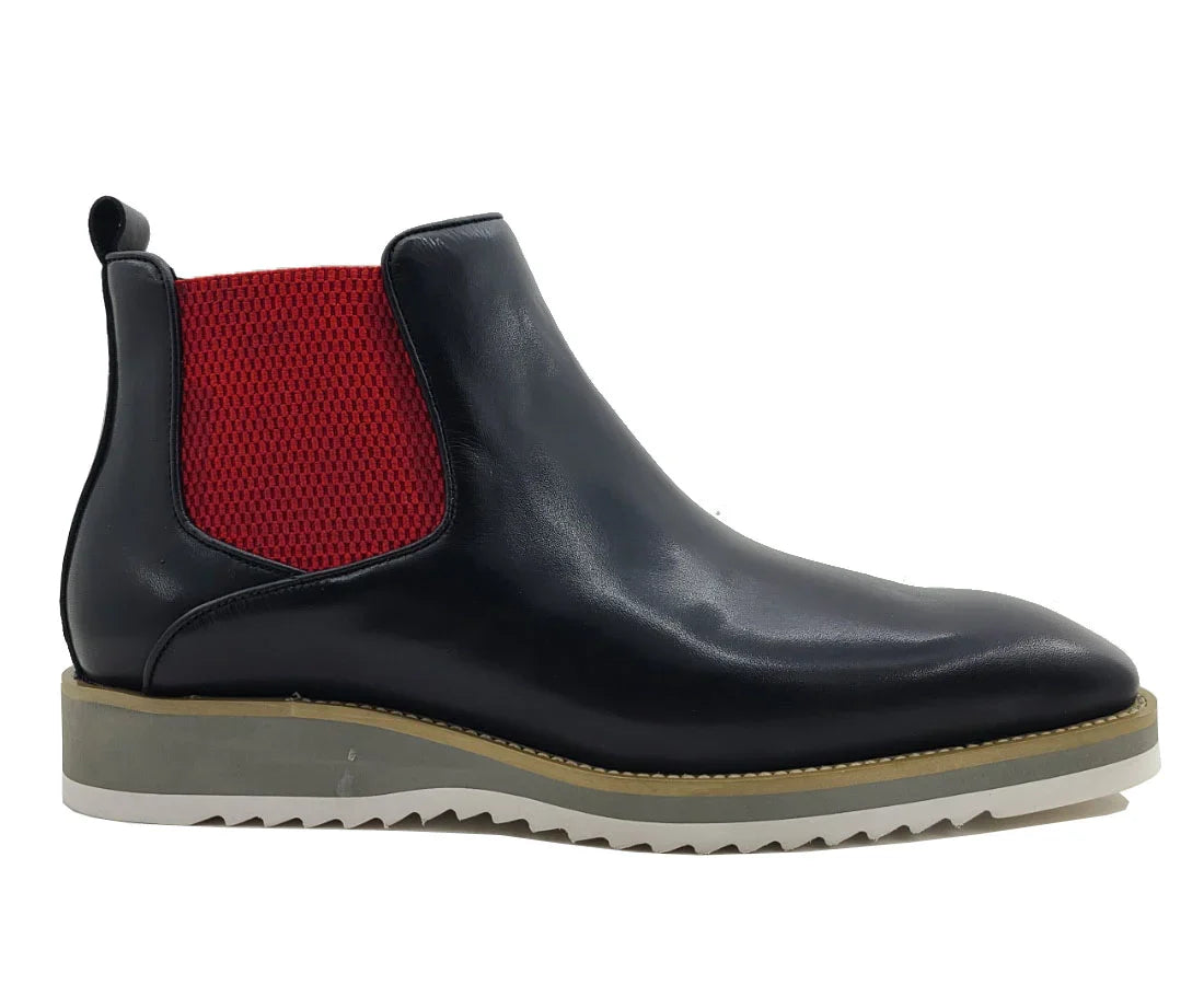 Carrucci Calfskin Boot - Black/Red