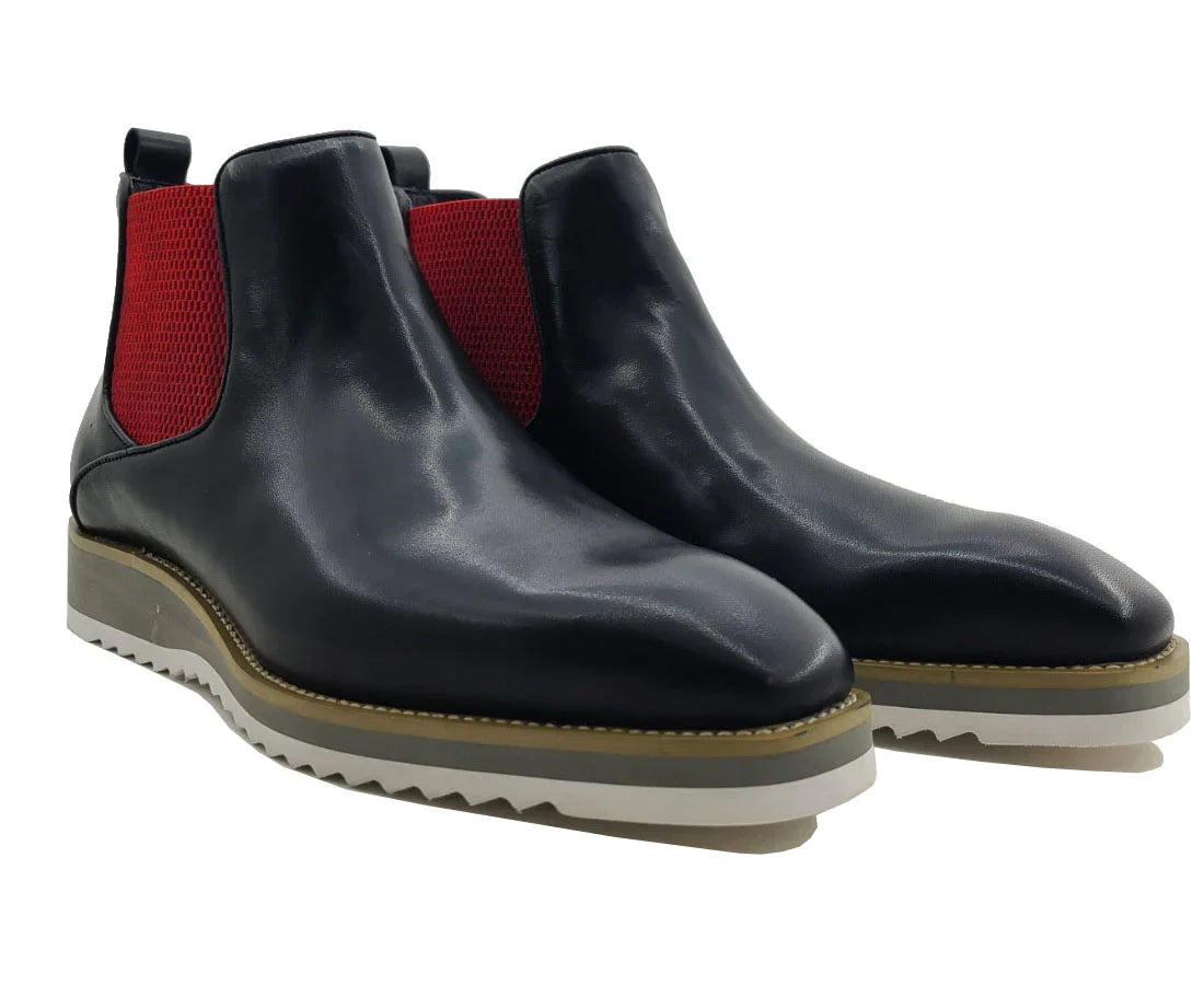 Carrucci Calfskin Boot - Black/Red