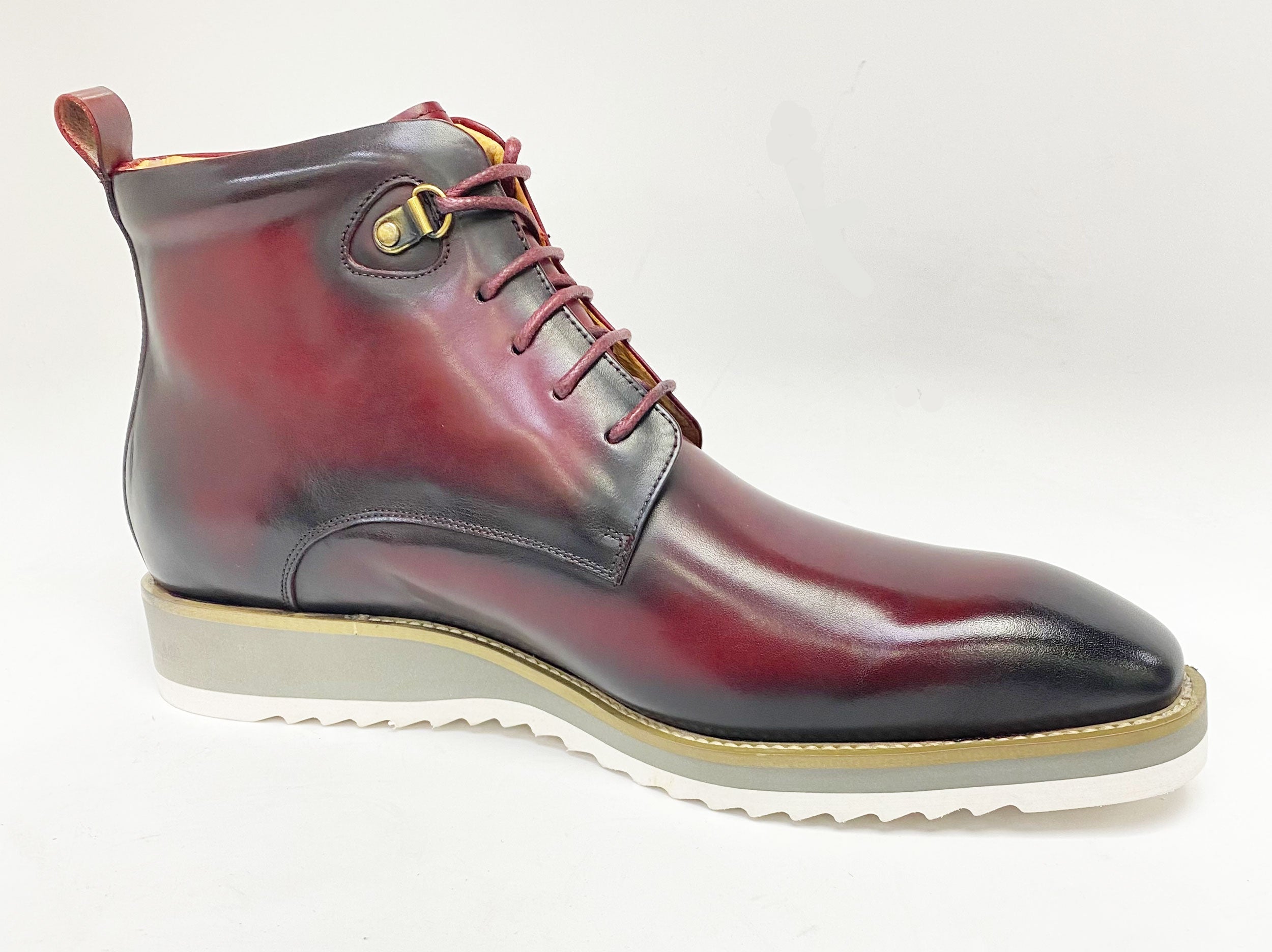 Maurice Burnished Calfskin Boot - Burgundy