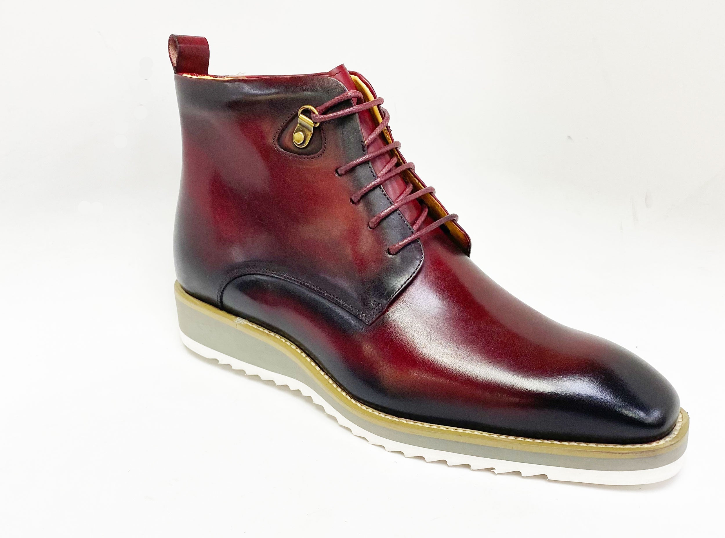 Maurice Burnished Calfskin Boot - Burgundy