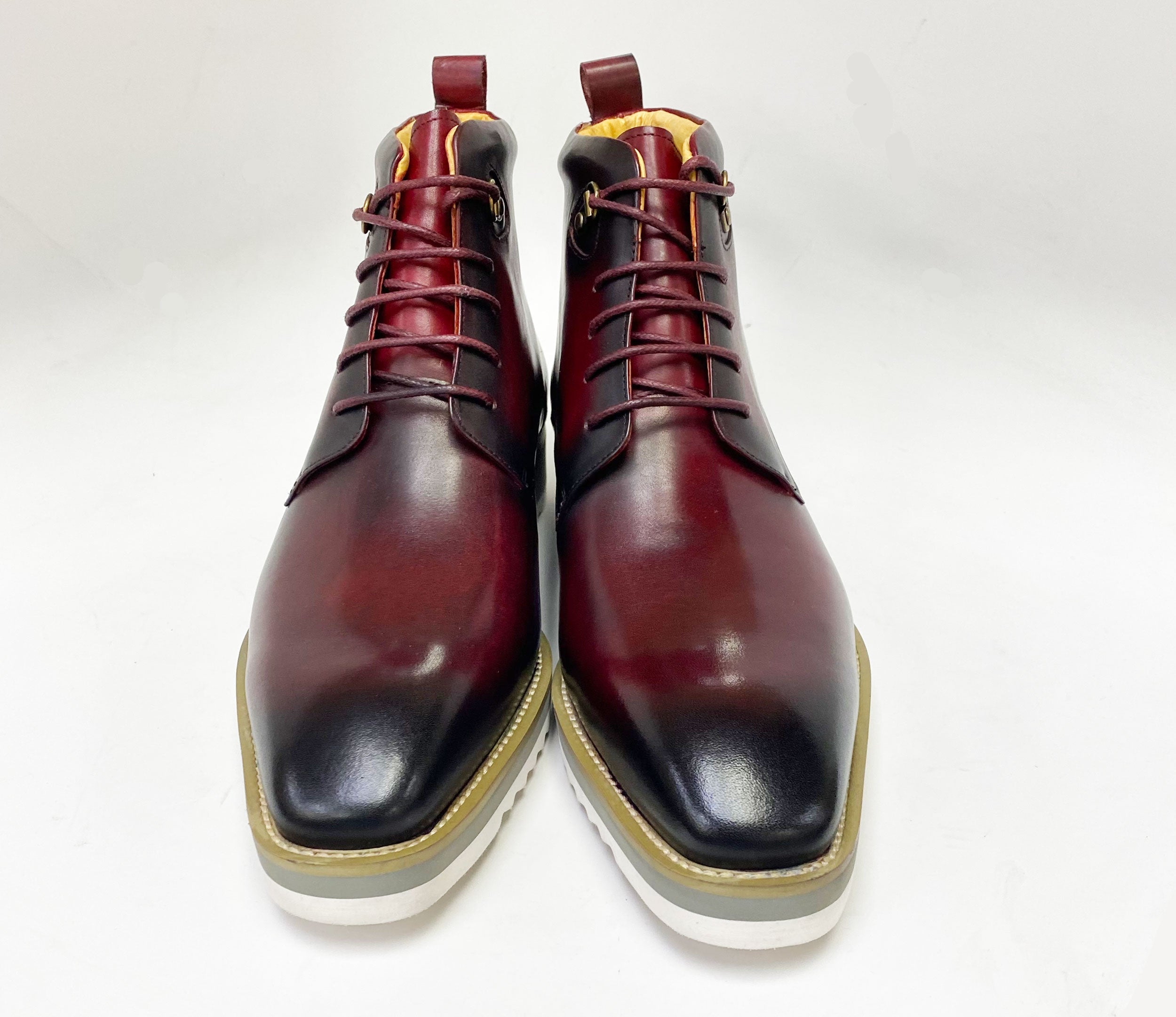 Maurice Burnished Calfskin Boot - Burgundy