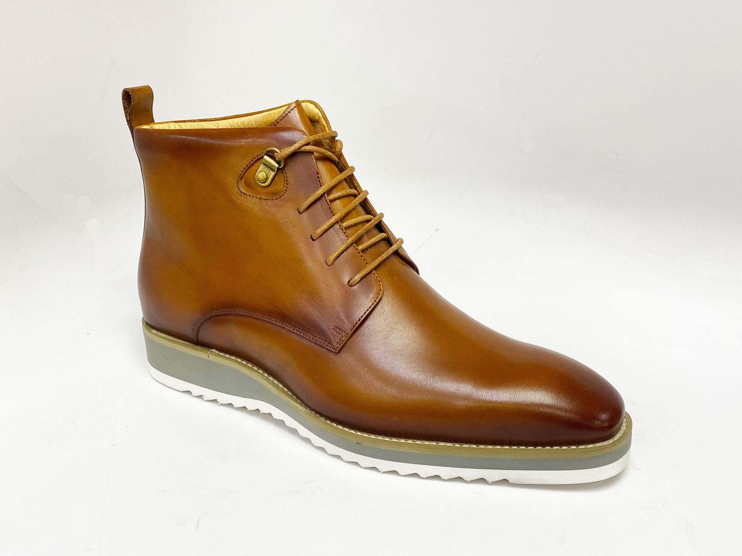 Maurice Burnished Calfskin Boot - Cognac