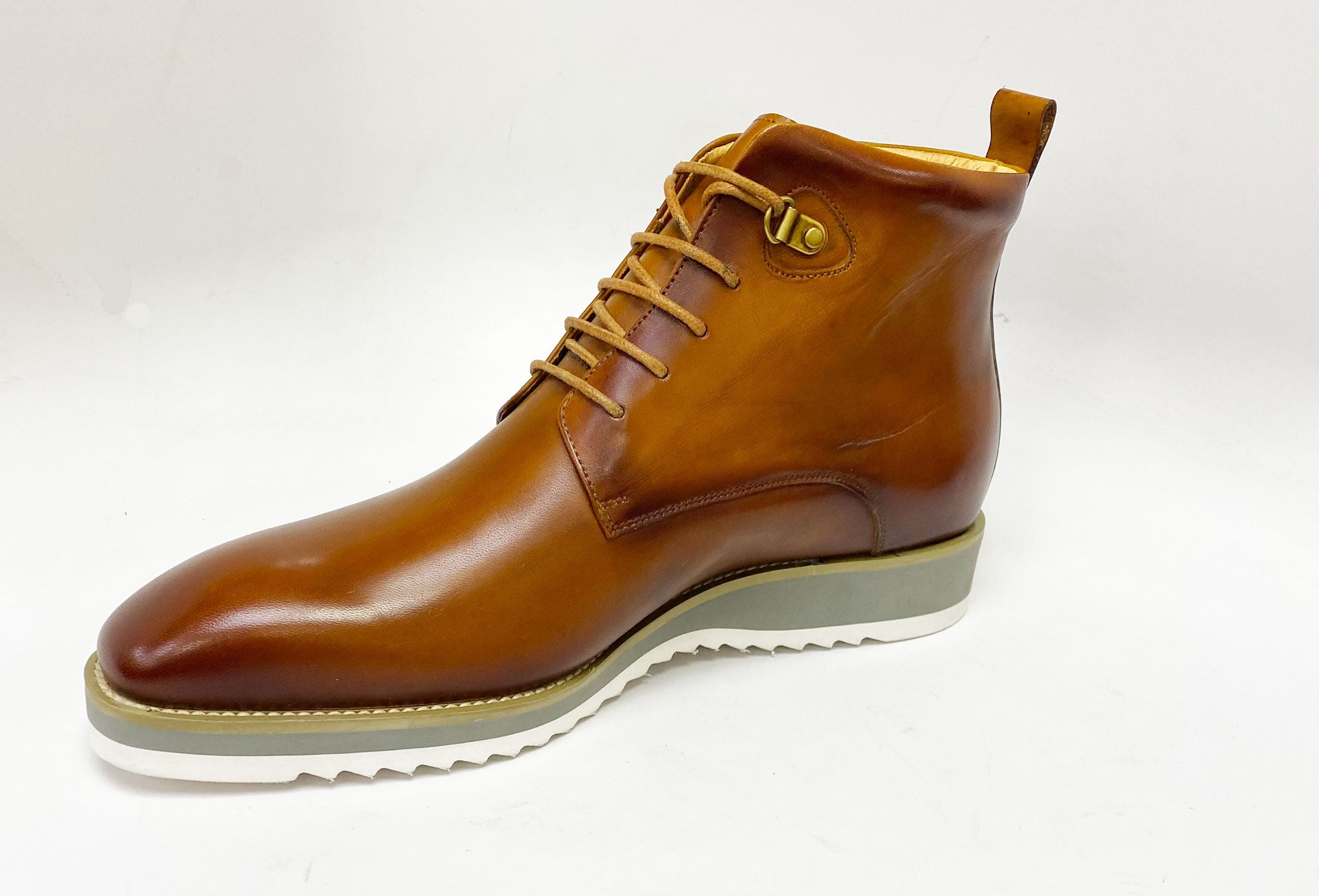 Maurice Burnished Calfskin Boot - Cognac