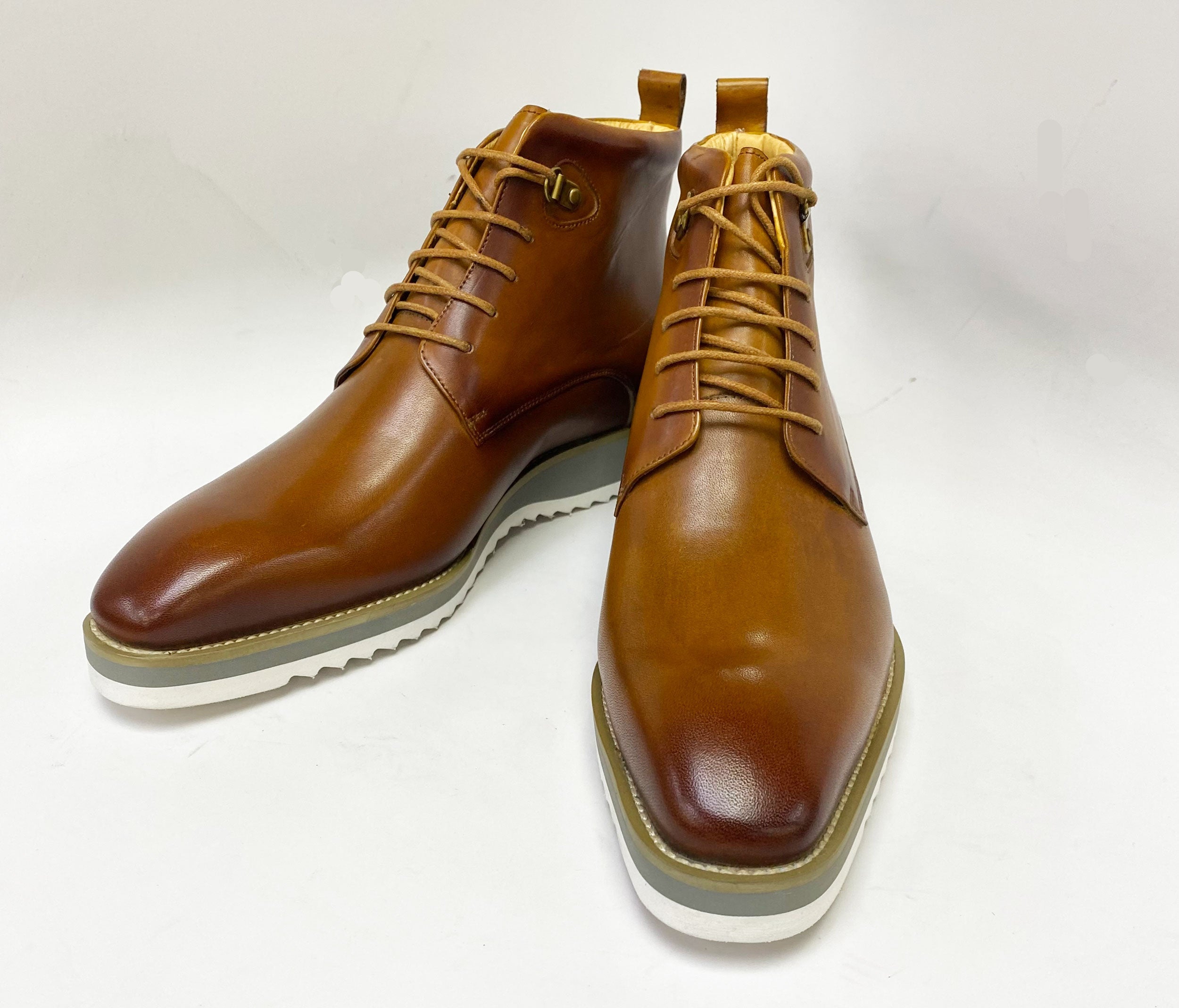 Maurice Burnished Calfskin Boot - Cognac