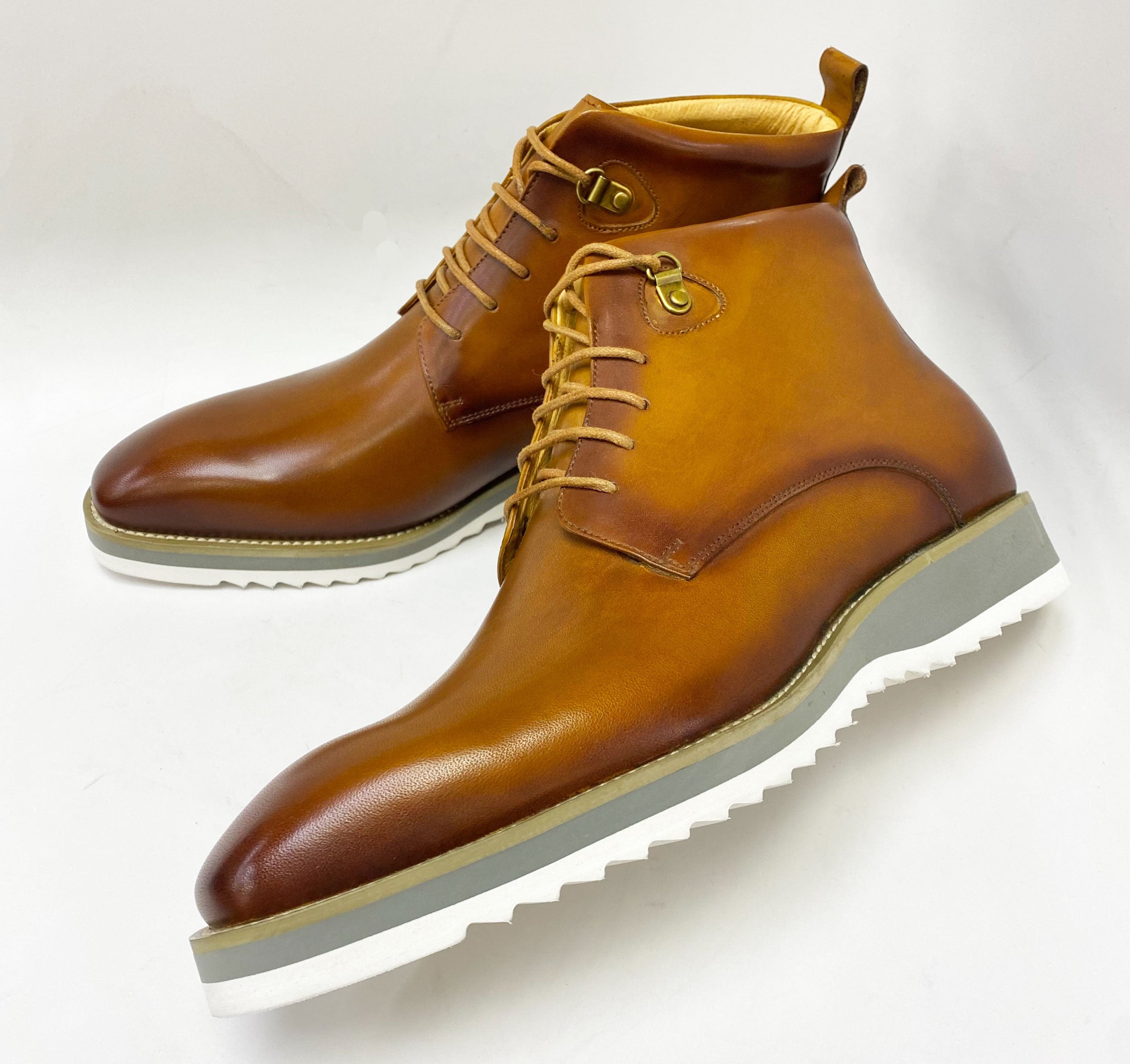 Maurice Burnished Calfskin Boot - Cognac