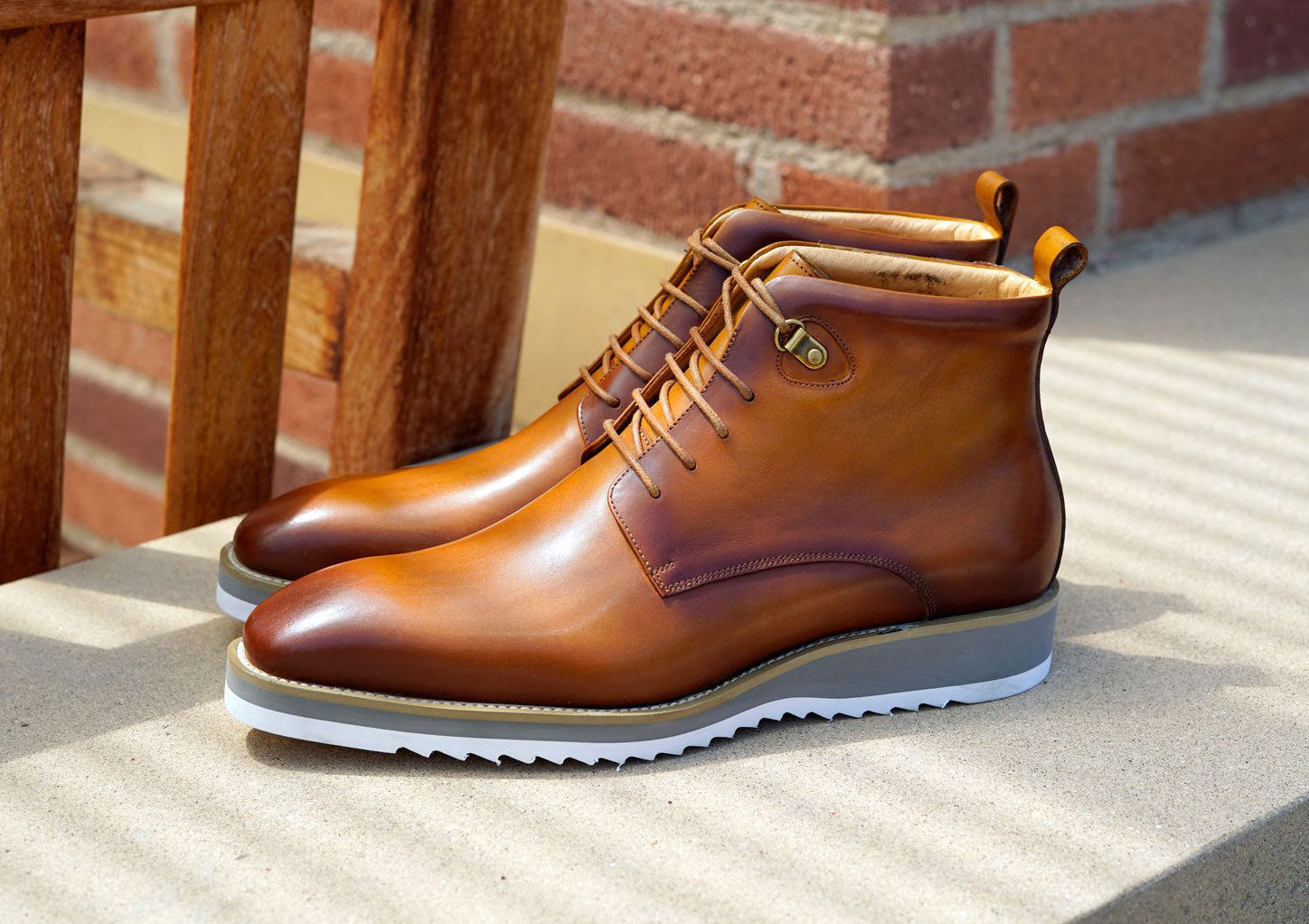 Maurice Burnished Calfskin Boot - Cognac