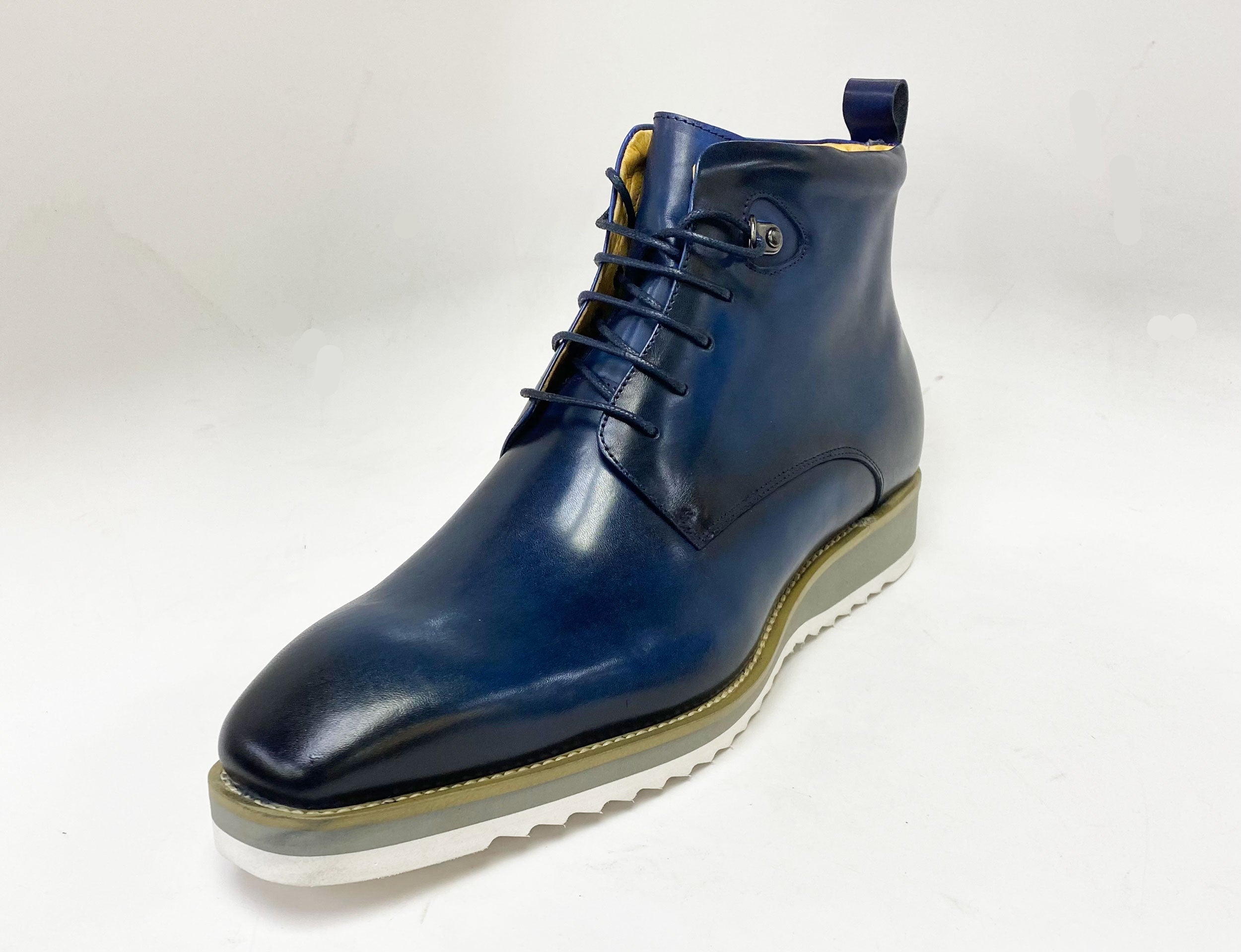 Maurice Burnished Calfskin Boot - Navy