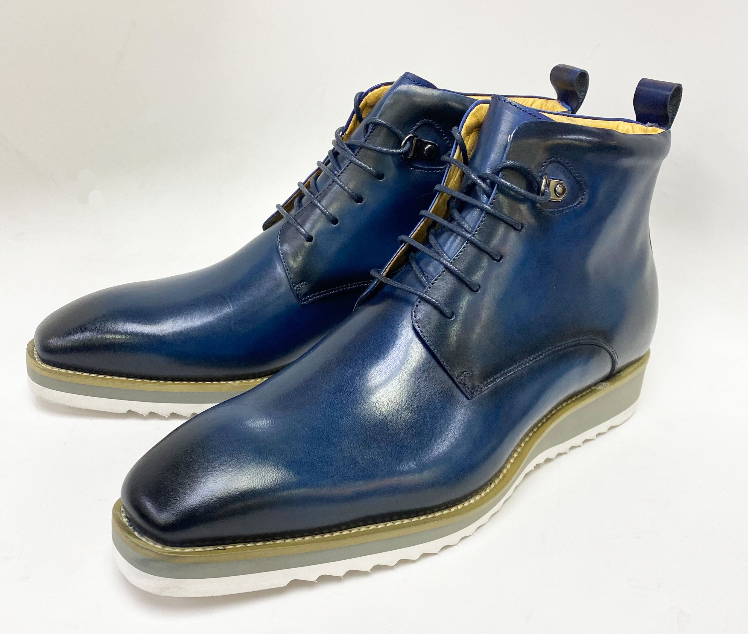 Maurice Burnished Calfskin Boot - Navy