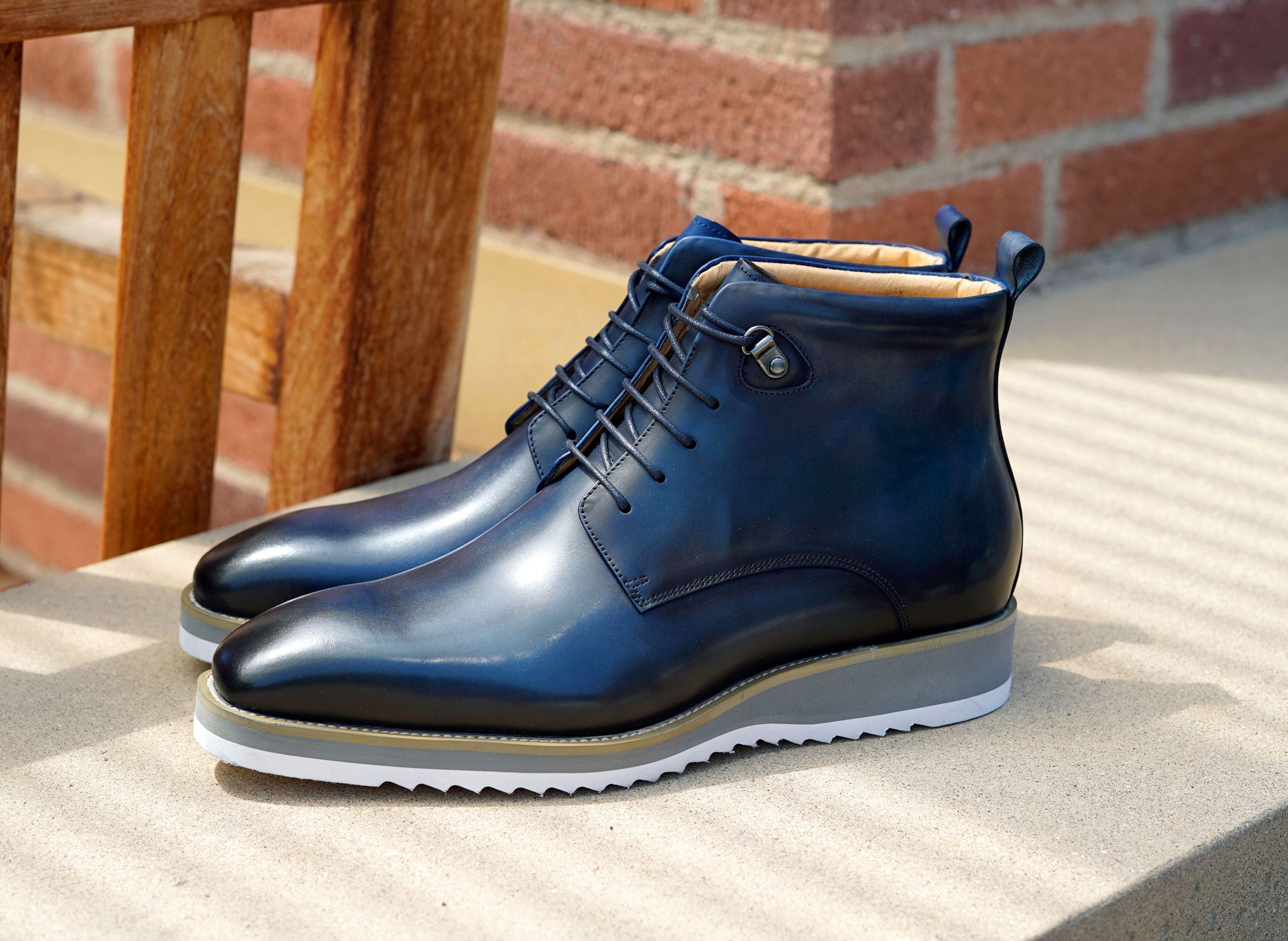 Maurice Burnished Calfskin Boot - Navy