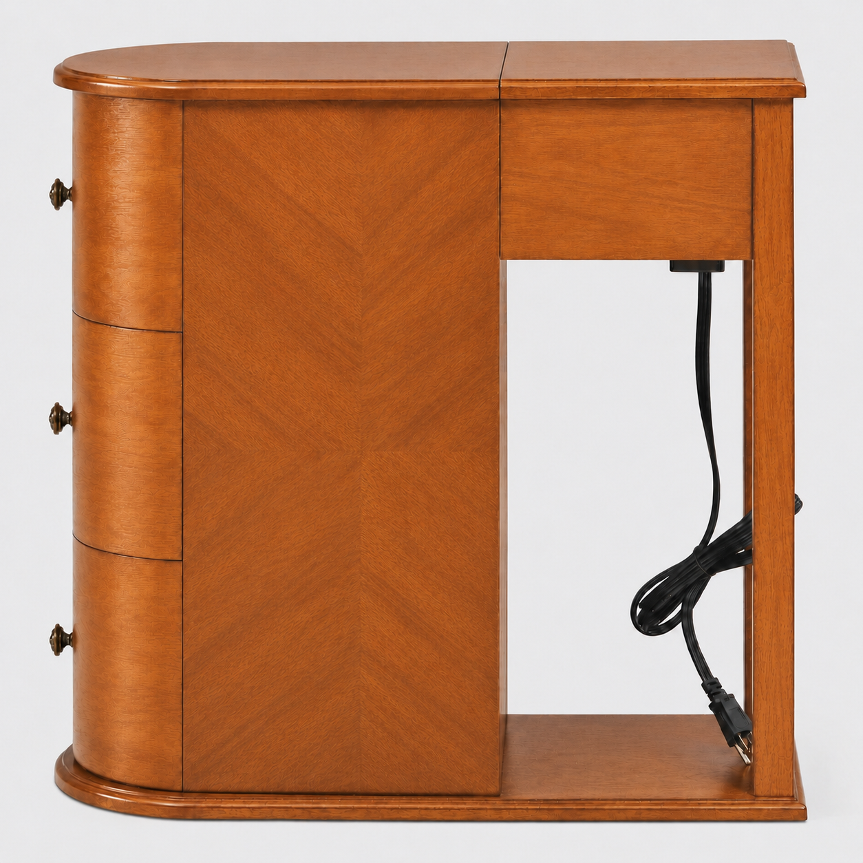 Modern End Table with Hidden Cup Holder Drawer & Charging Station