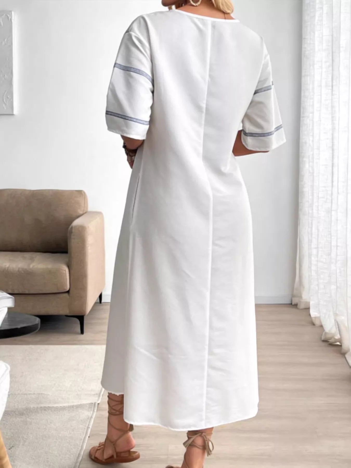 Striped V-Neck Maxi Dress