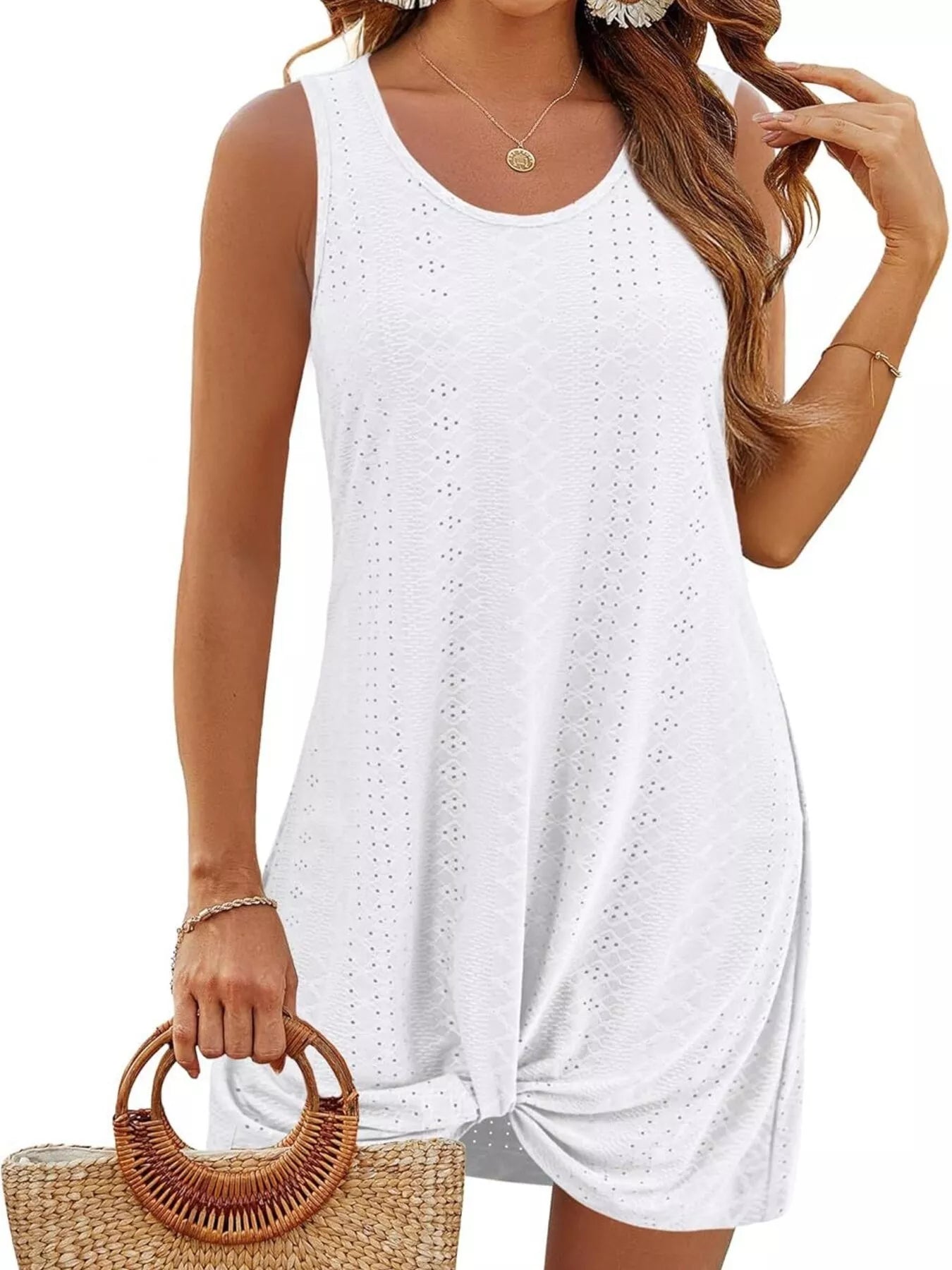 Sleeveless Knotted Hem Tank Dress