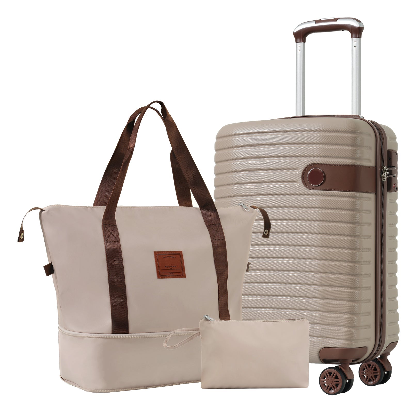 3 Piece Carry-On Luggage Set - Khaki