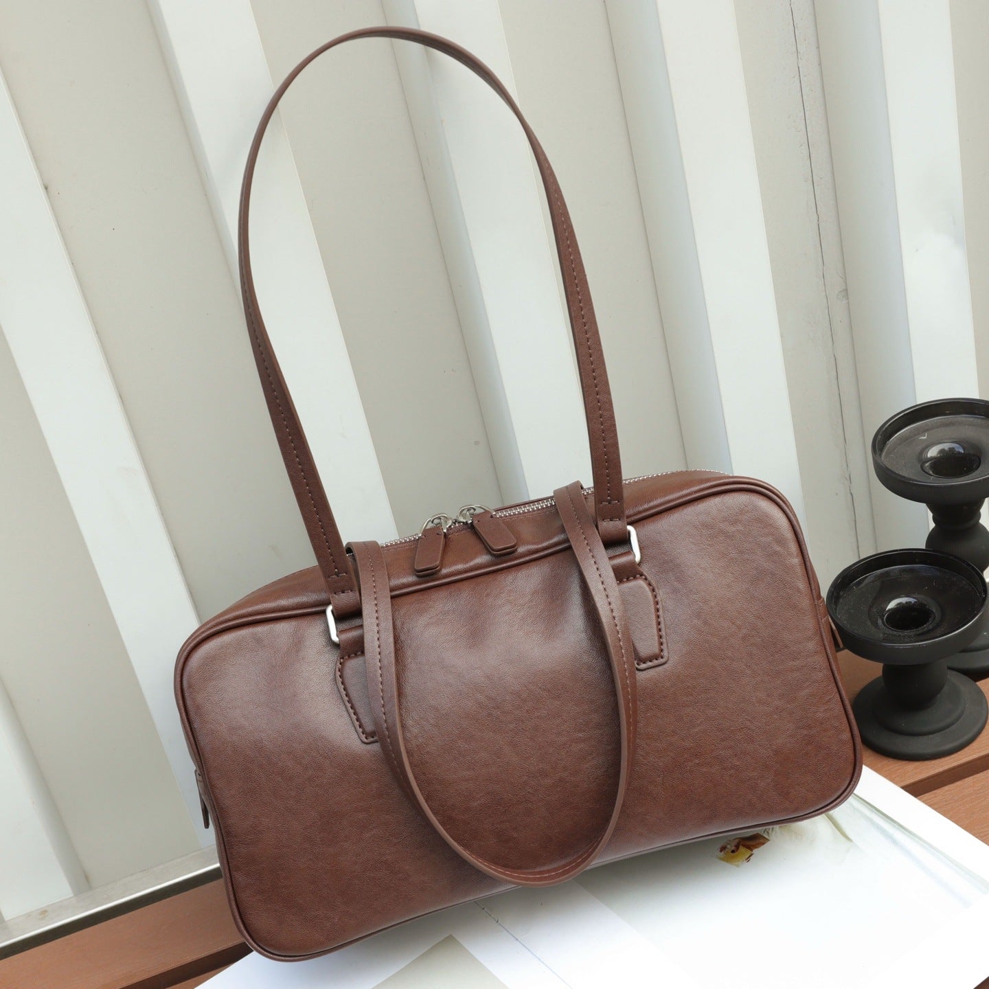 Head Layer Cowhide Women's Bag Cross-border New Armpit Bag Bowling Bag Tote Bag Niche High-end Leather Handbag