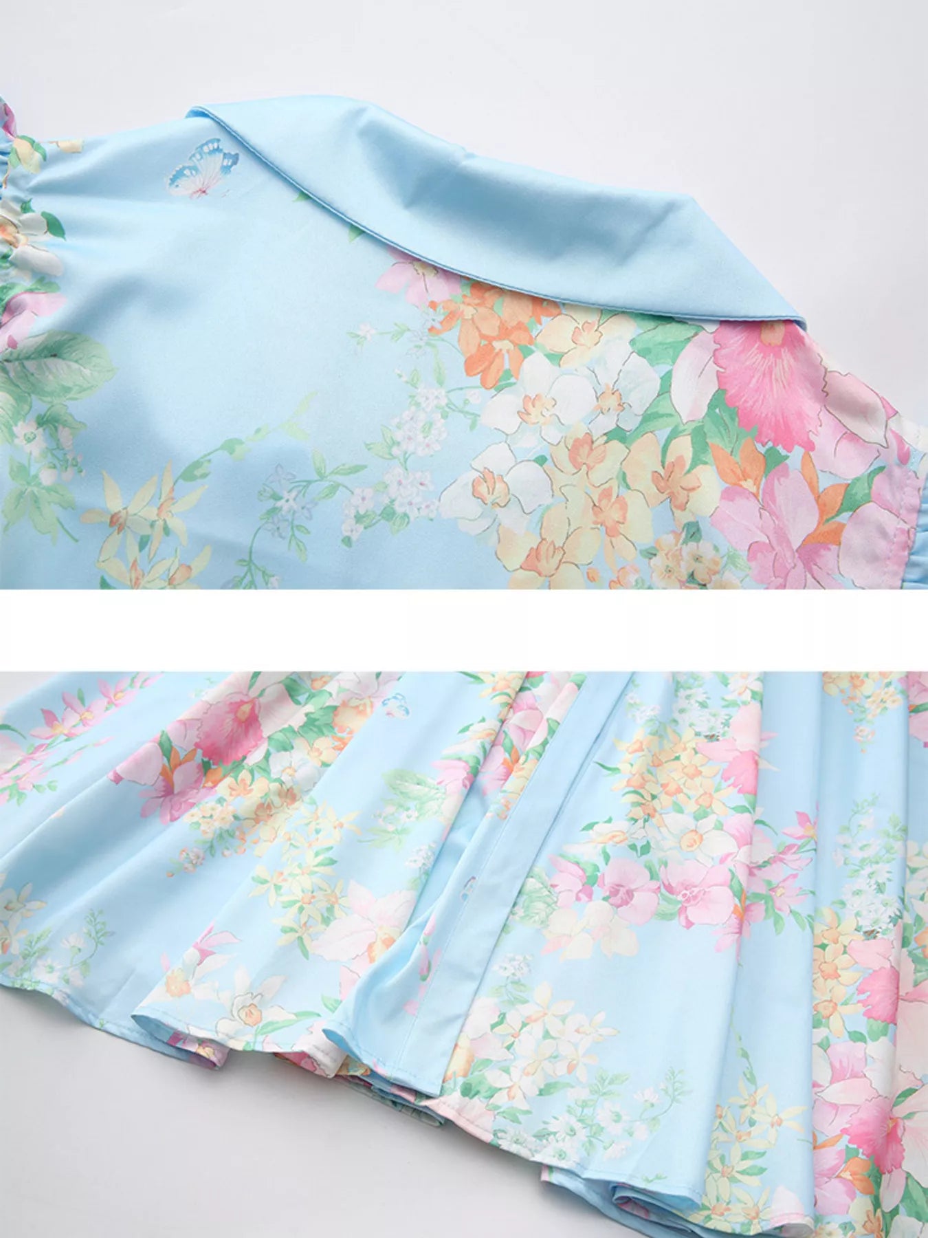 Floral Print Ruffle Sleeve Midi Dress
