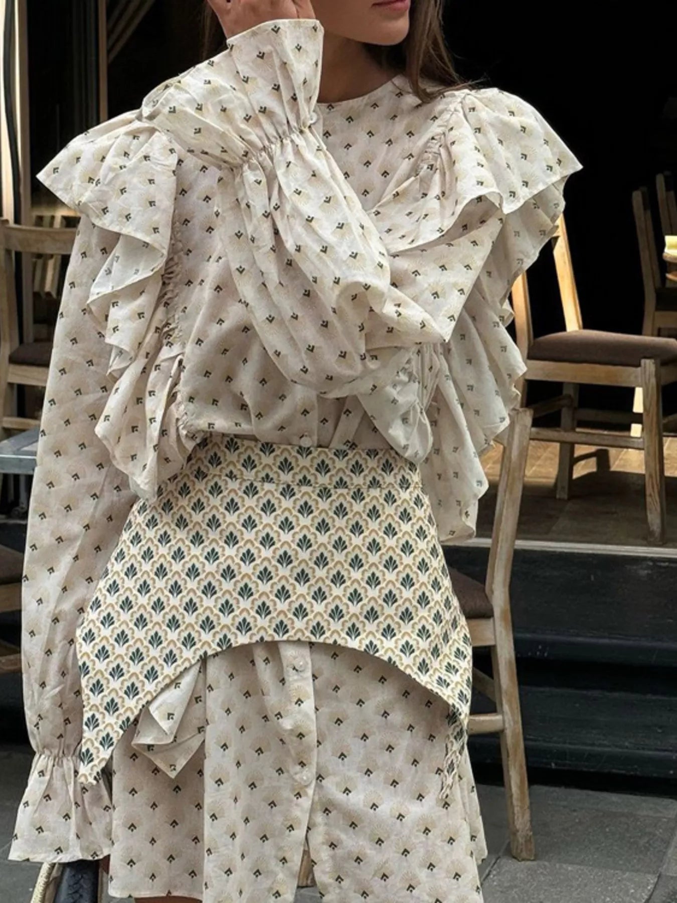 Ruffled Floral Print Mini Dress