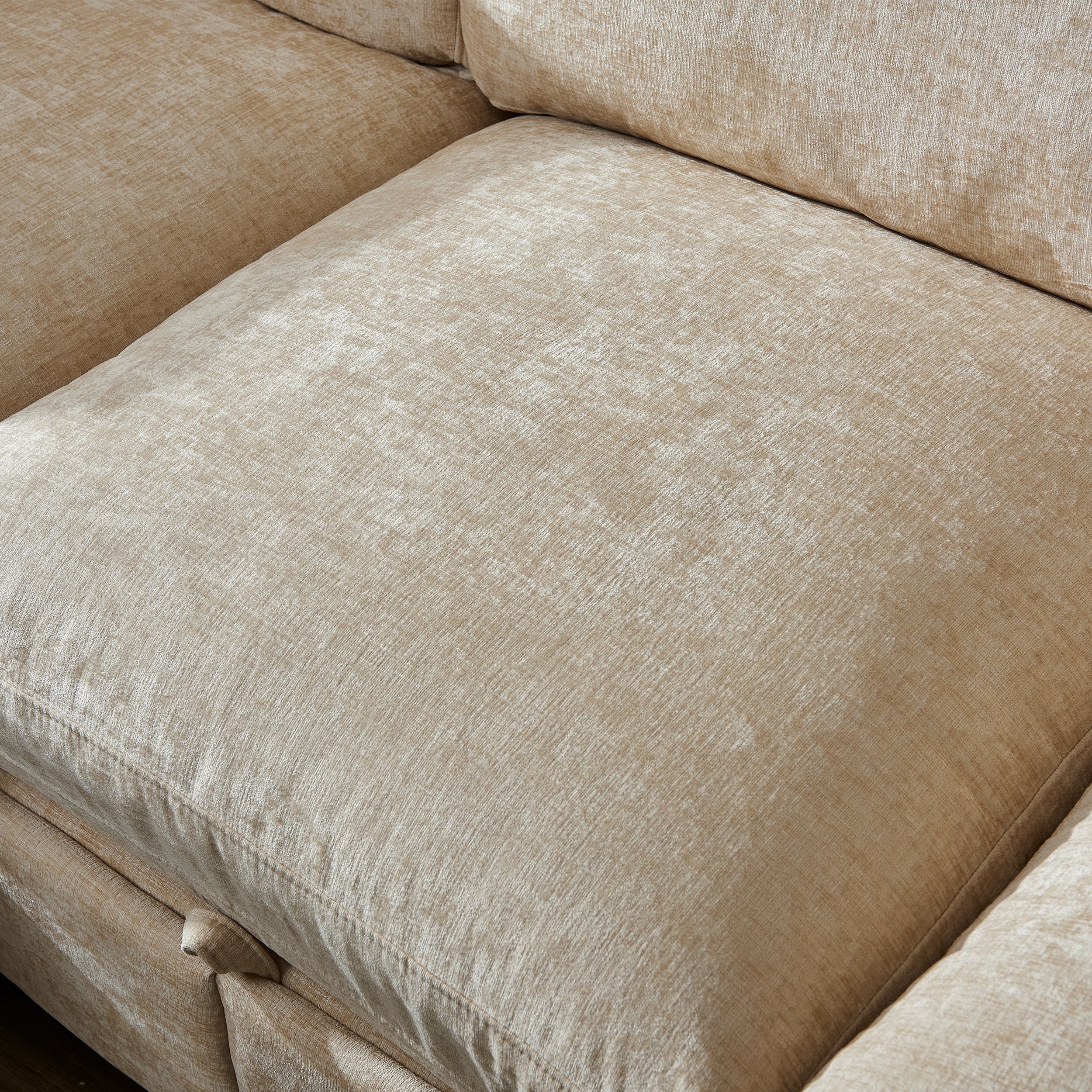 Soft Chenille 3-Seater Sectional Couch with Ottoman