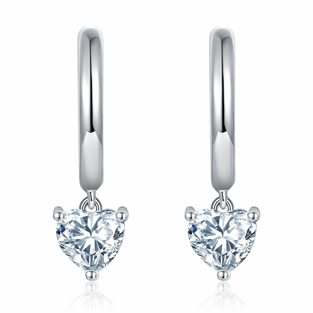 S925 Sterling Silver 5x5mm Heart Shaped Moissanite Hoop Earrings Platinum Plated Dangle Earrings With GRA Certificate Romantic Jewelry Gift Box Set For Women