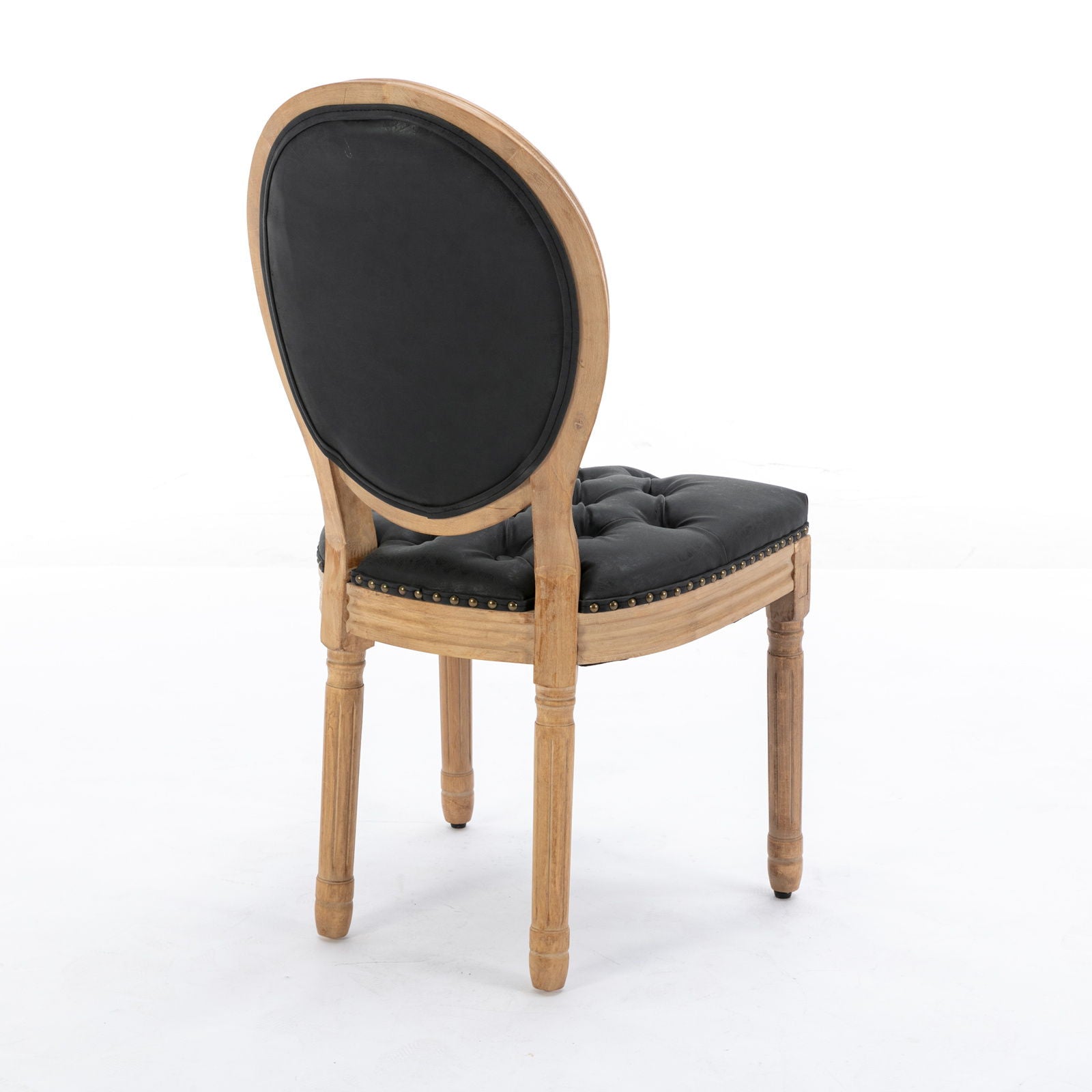 French Style Solid Wood Frame Antique Painting, Hand-Pulled Buckle Decoration Artificial Dining Chair With Nailhead Trim, Wood Legs