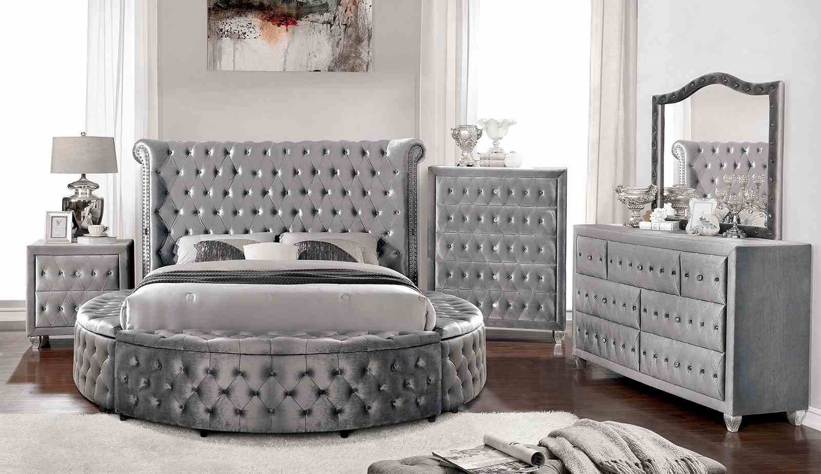 1pc Unique Round Glam Bed