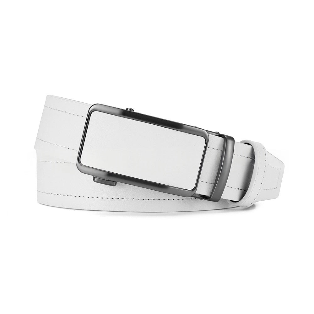Men's Simple All-Match Alloy Automatic-Buckle Leather Belt