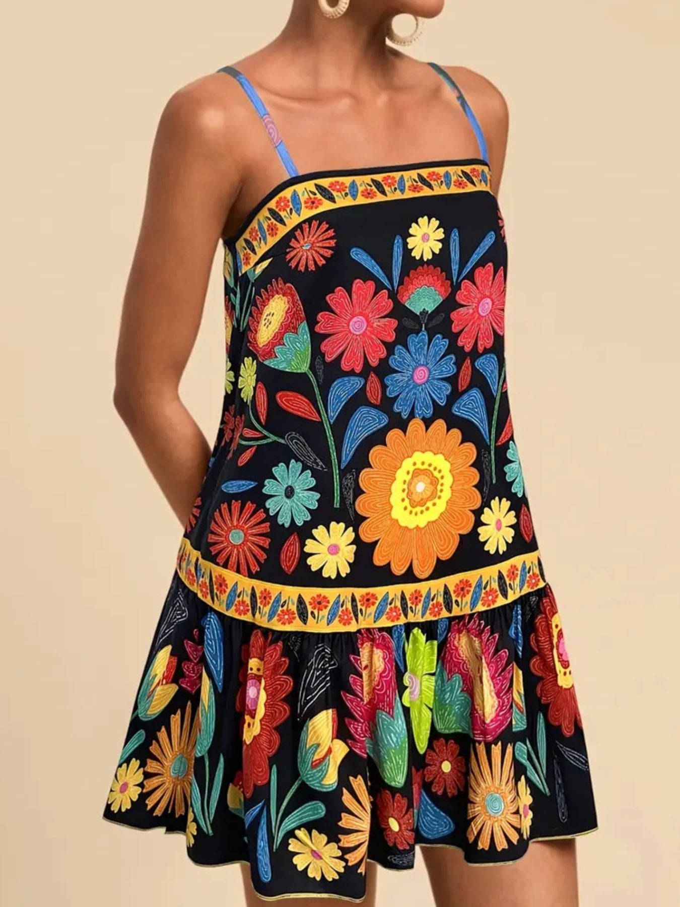 Floral Print Sleeveless Mini Dress
