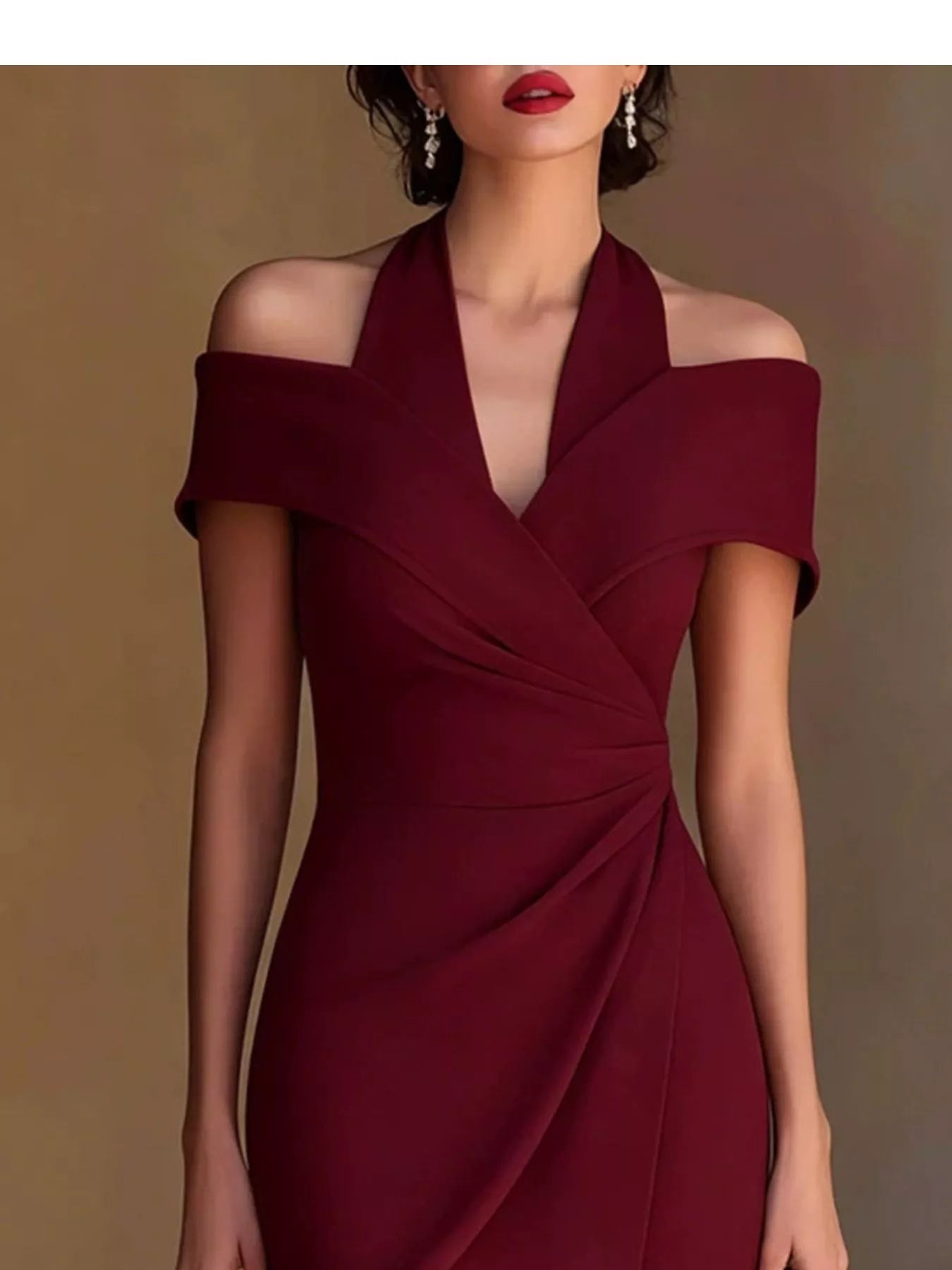 Cold Shoulder Halter Neck Midi Dress