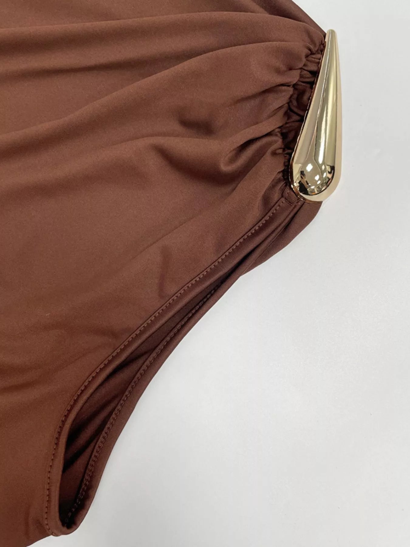 Draped Sleeveless Bodycon Maxi Dress with Metal Decorative